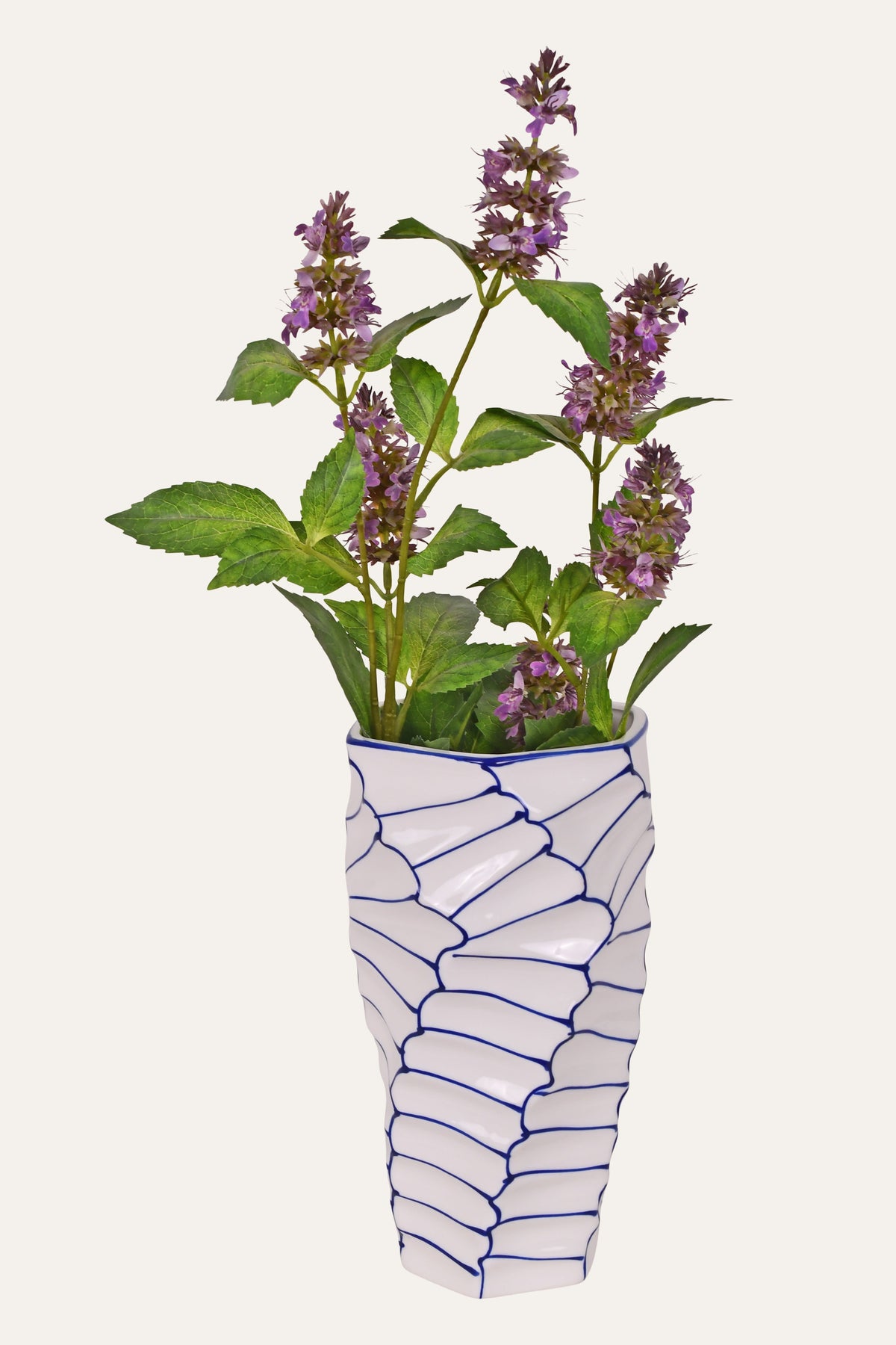 Blue Line Pattern Ceramic Vase - Small