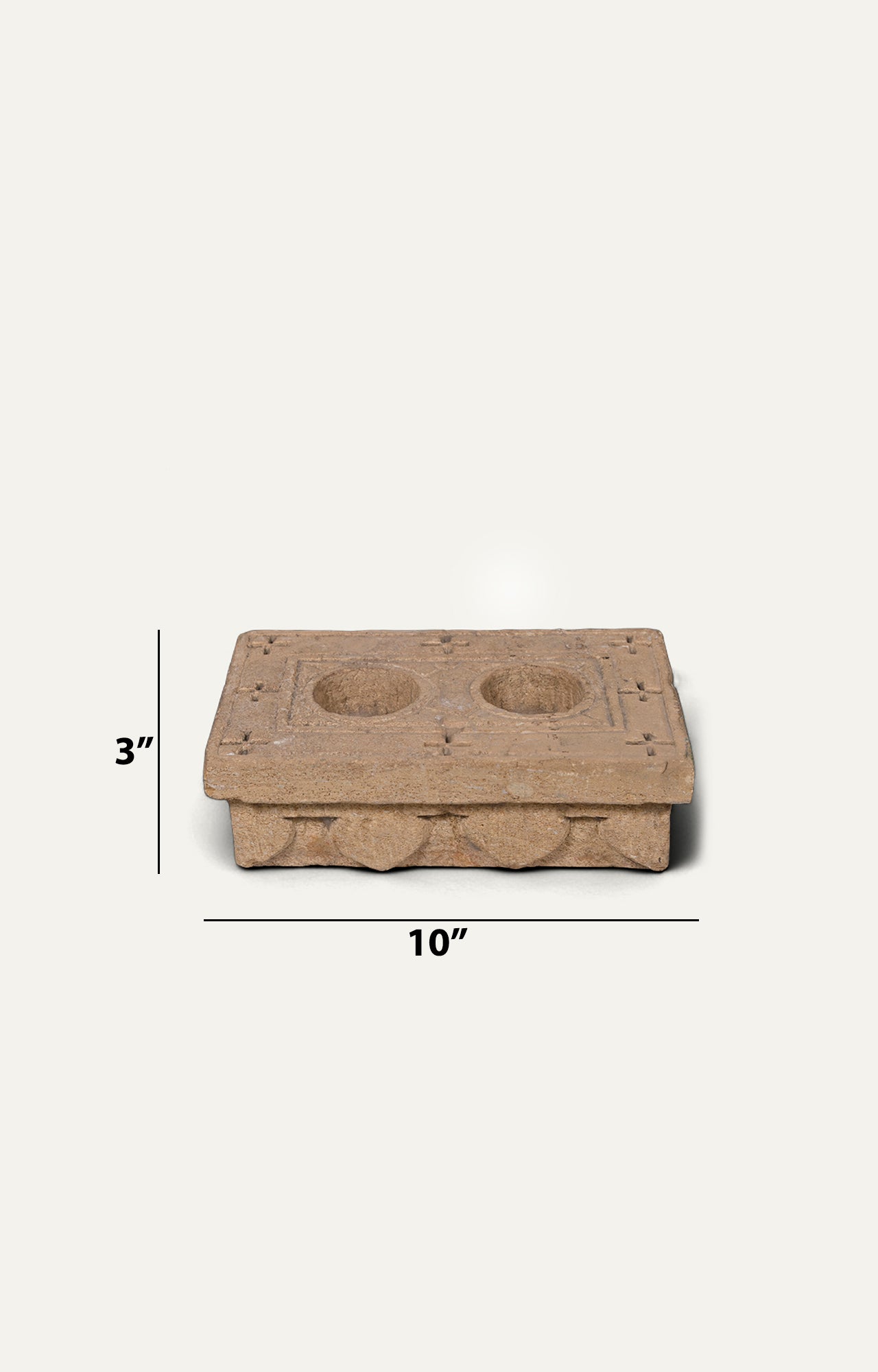 Detailed Vintage Sand stone Candle Holder_size