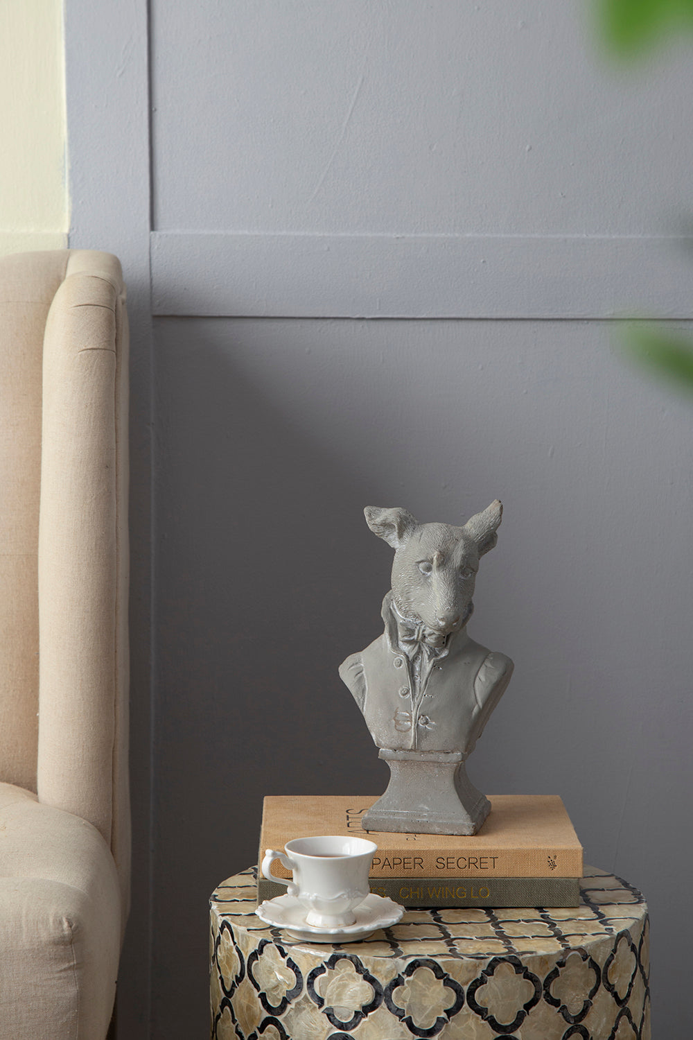 Dog Head Bust Sculpture 
