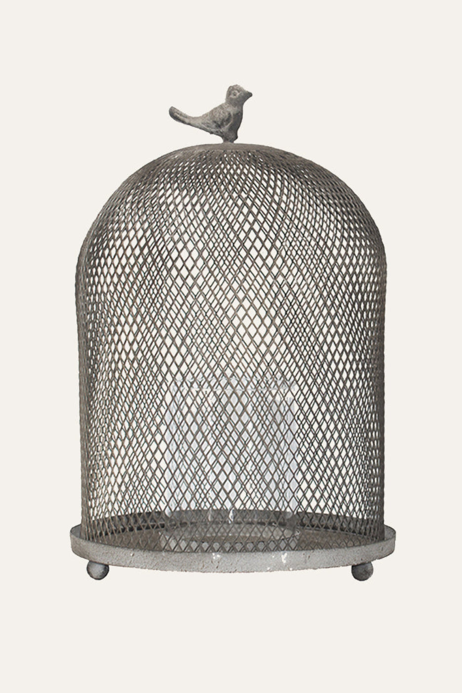 Domed Metal Mesh Bird Candle Holder