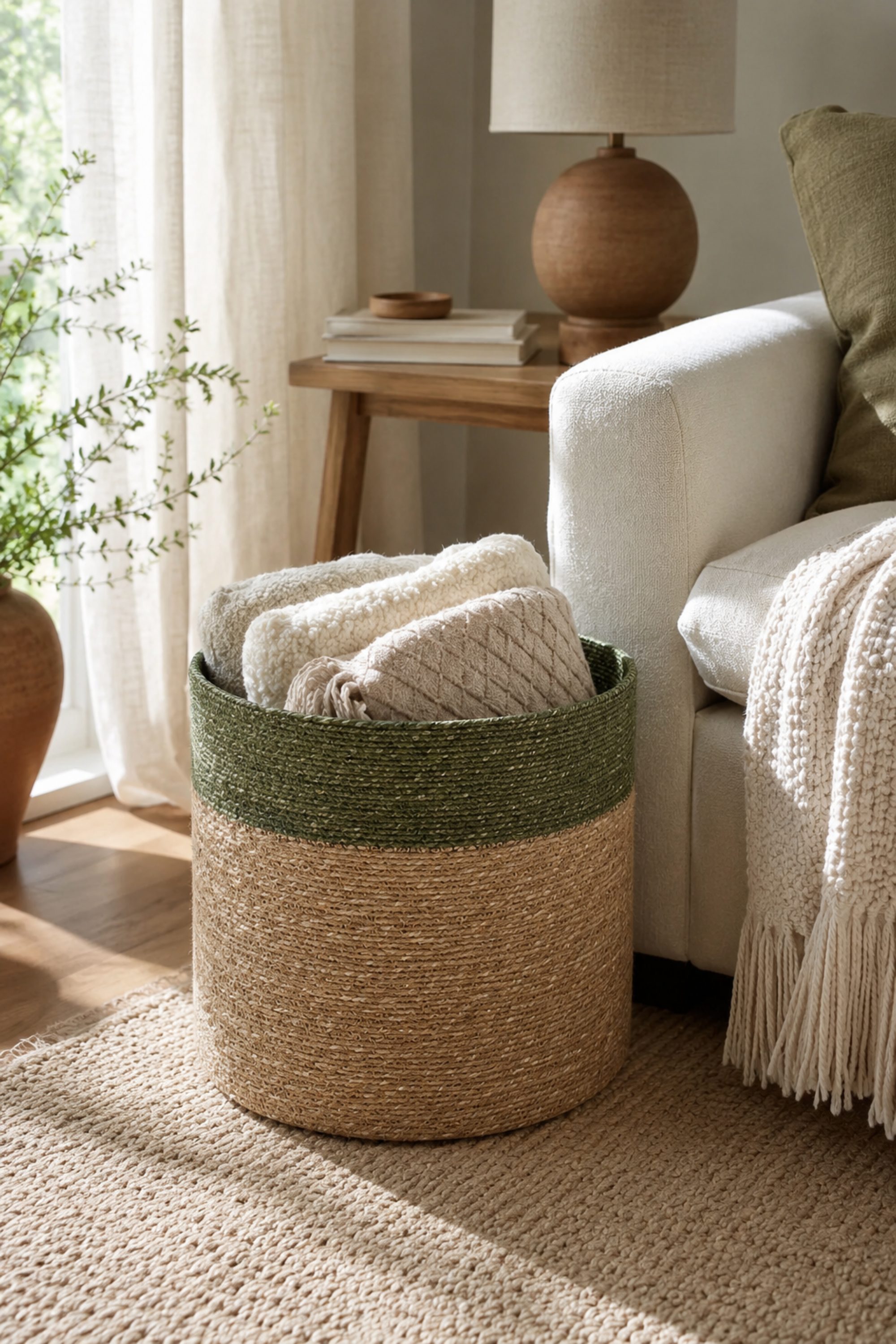 Dual-Tone Seagrass Laundry Basket