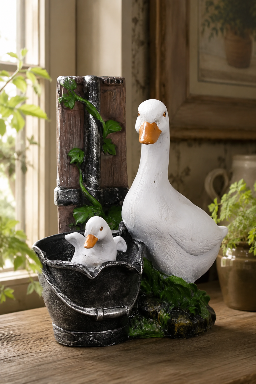Duck Family Indoor Water Fountain