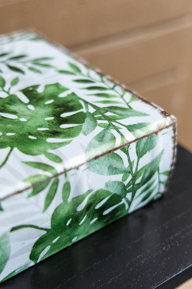 Book with green leaf pattern