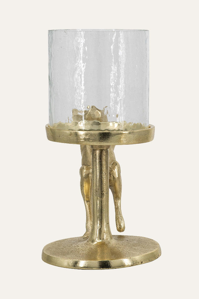 Decorative candle holder with clear glass