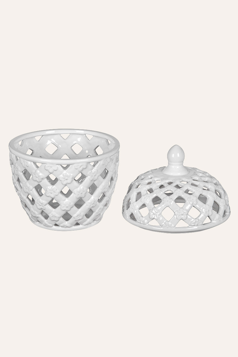 Decorative Lattice Jar With Lid