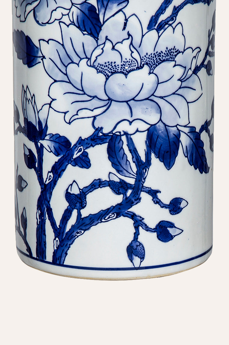 Ceramic vase with blue floral design