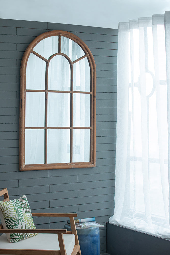Wooden arched mirror