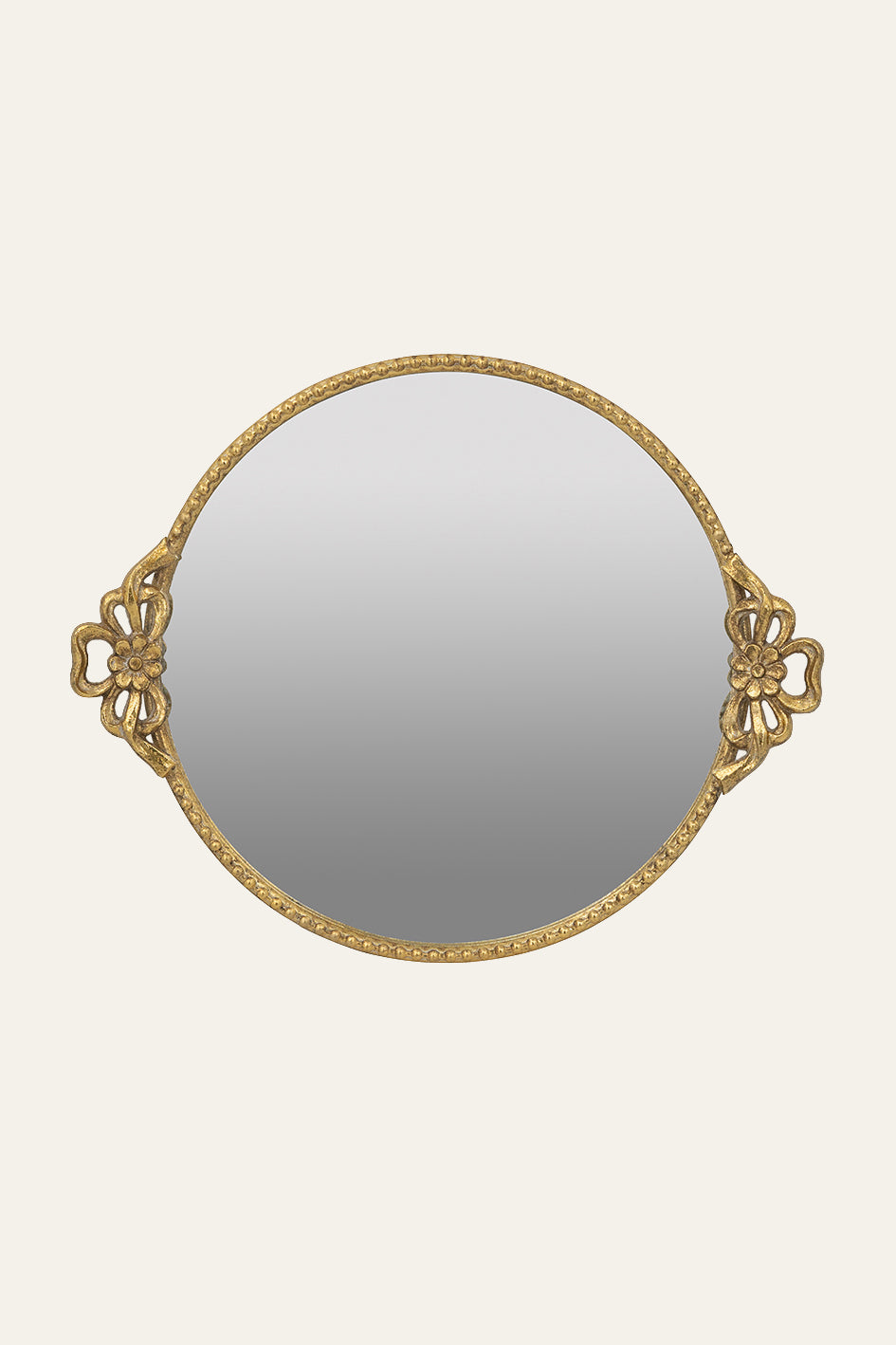 Round mirror with decorative gold frame