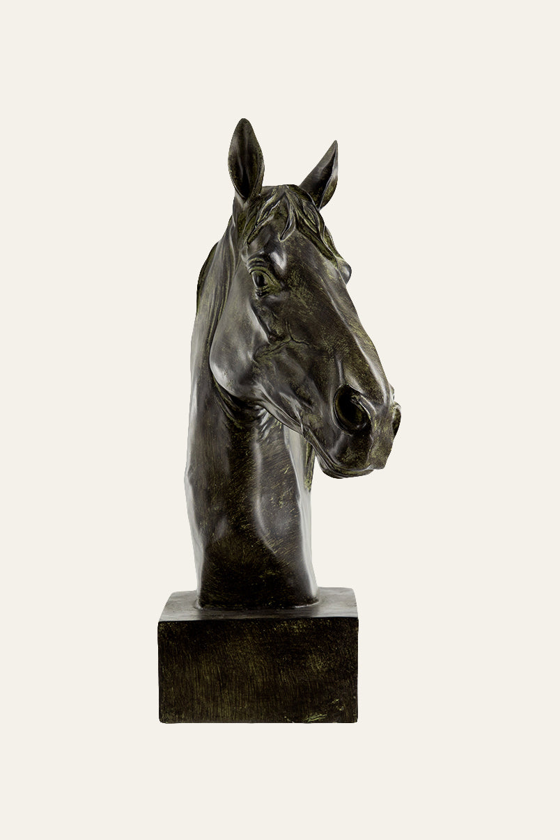 Brass sculpture of a horse's head