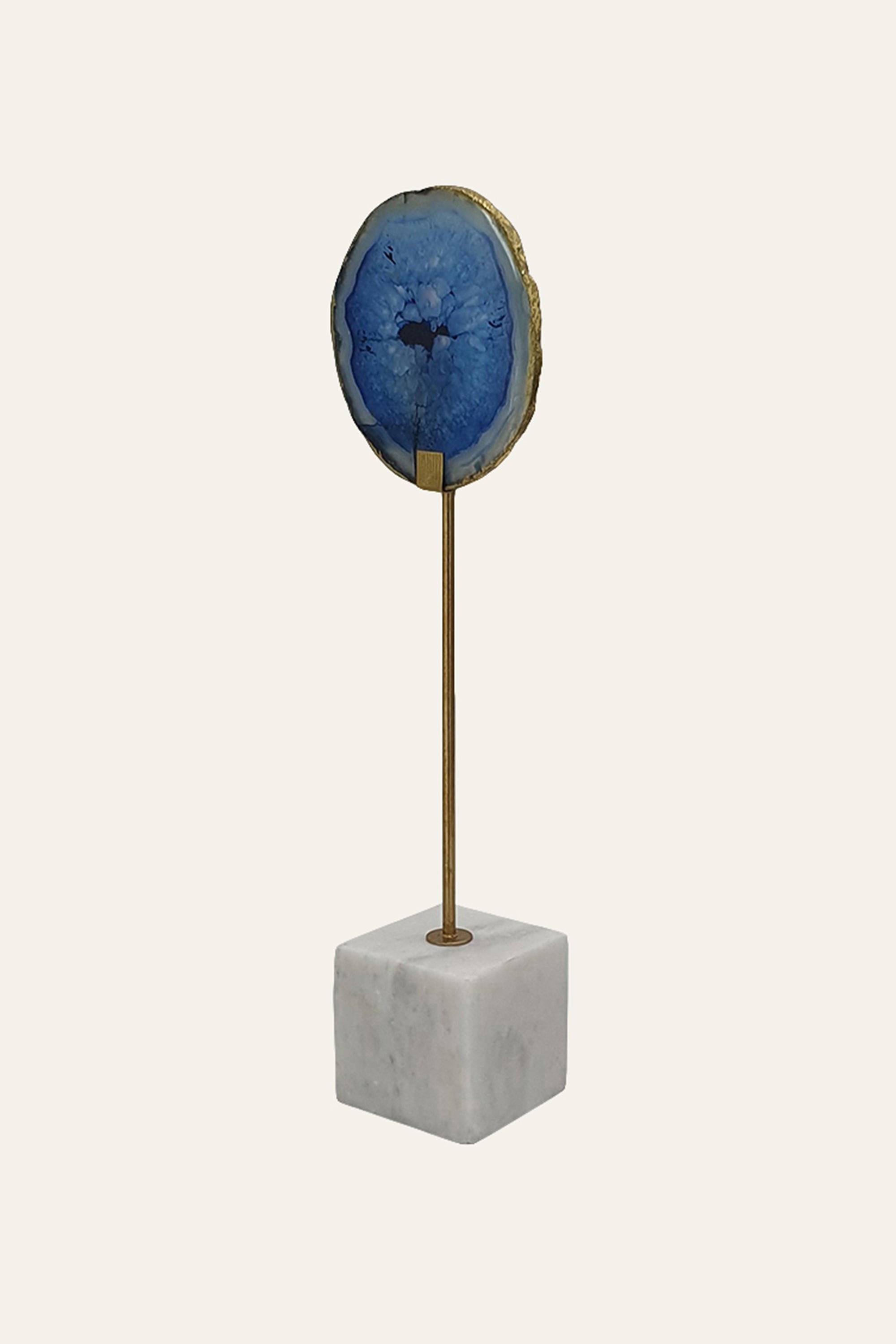 Decorative Blue Agate Slice Sculpture