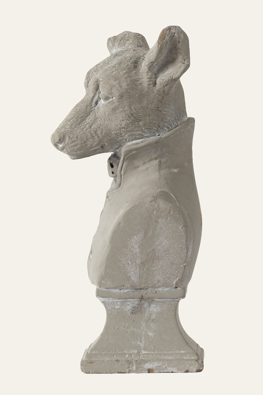 Decorative stone bust of a dog