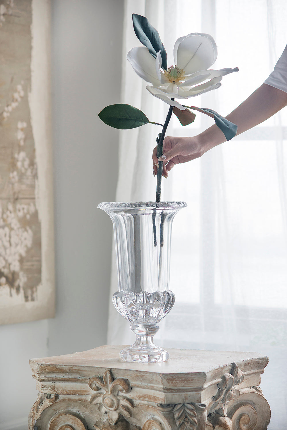 Pedestal Livie Clear Glass Urn Vase