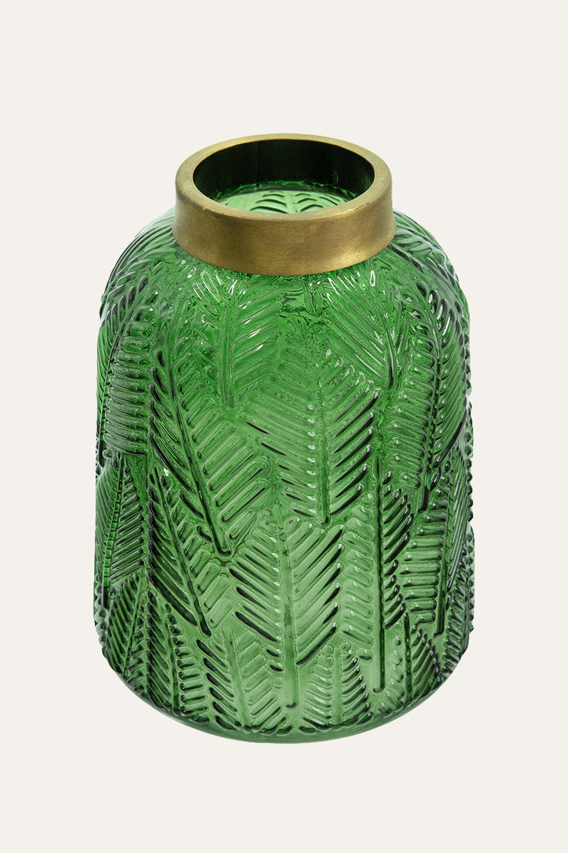 Modern Green Textured Glass Vase