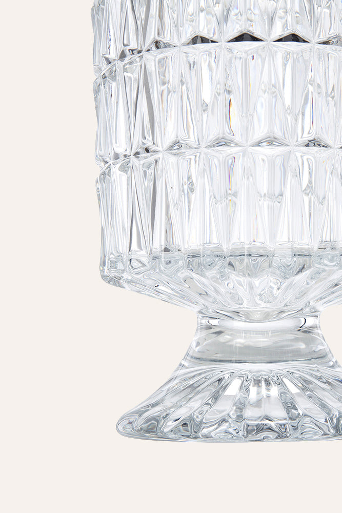 Clear glass vase with textured design