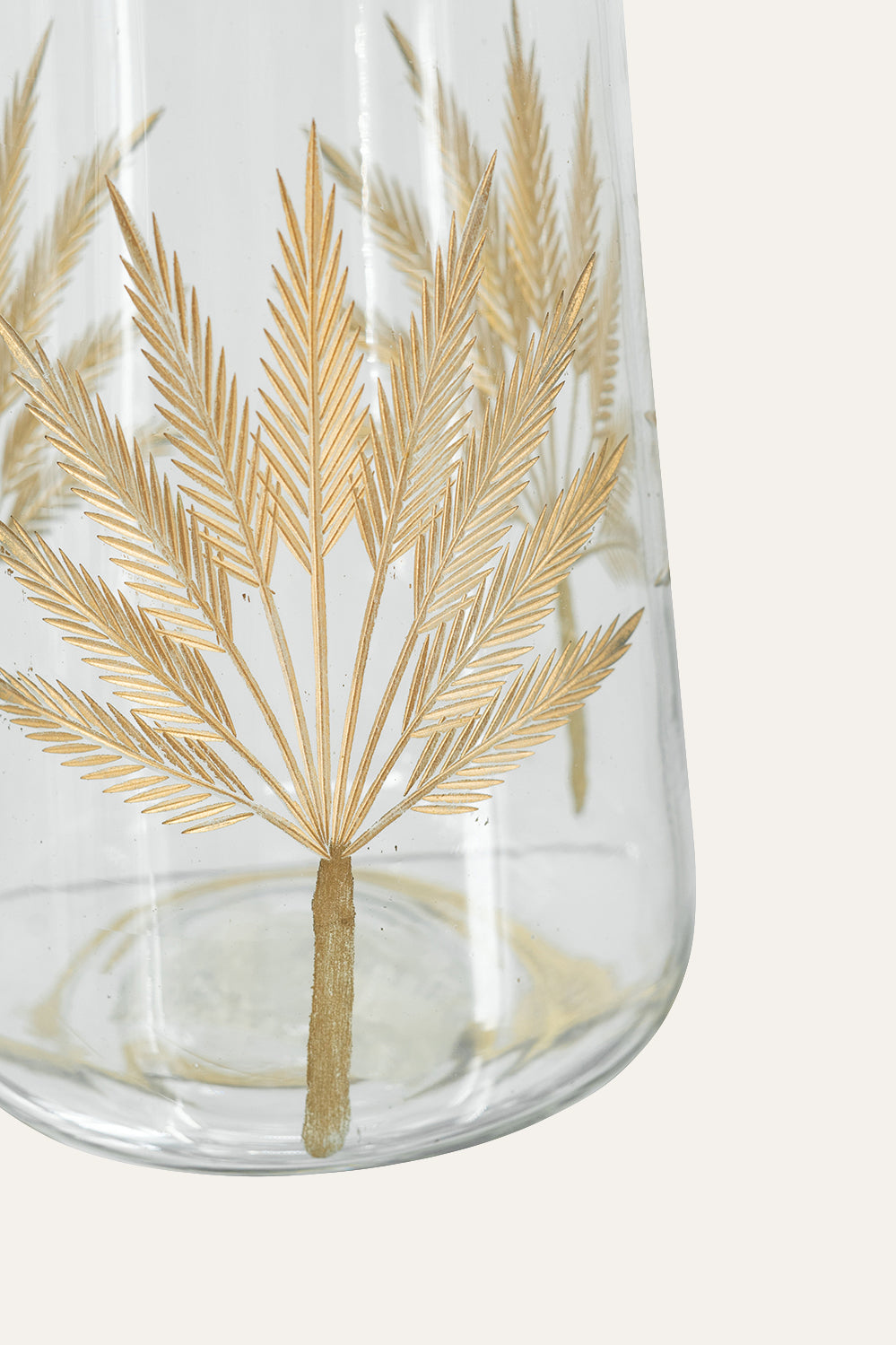 Clear glass with gold palm leaf