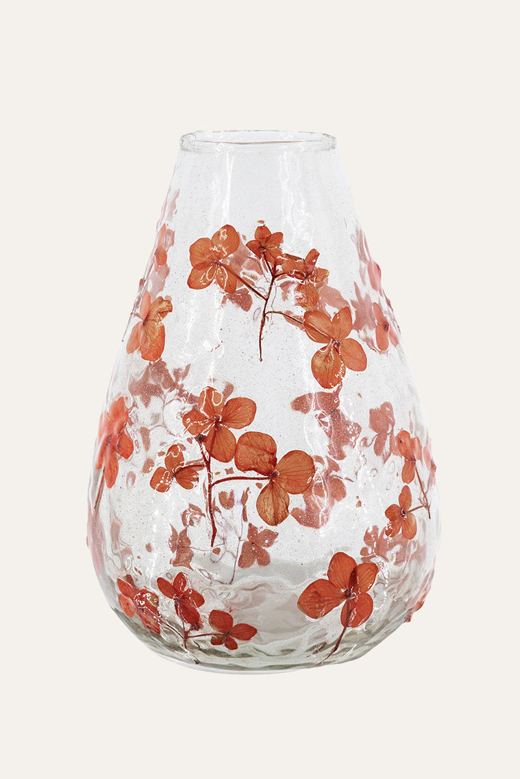 Glass Vase with Floral Pattern