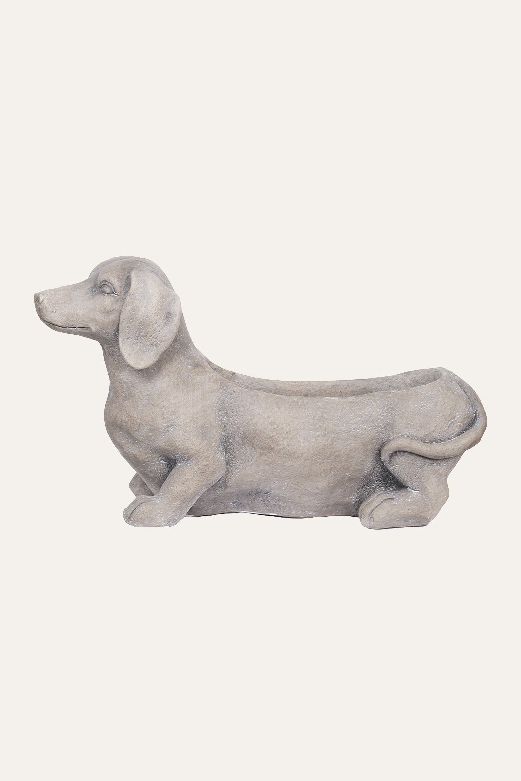 Gray dog-shaped planter 