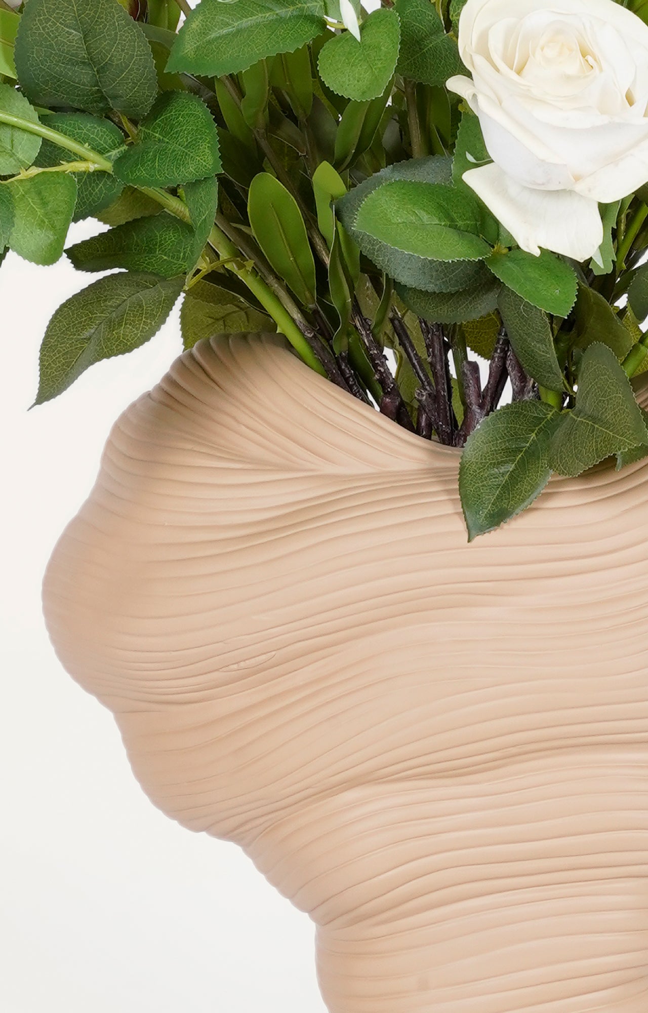 Earthy Brown Ceramic Vase with Textured Design_2