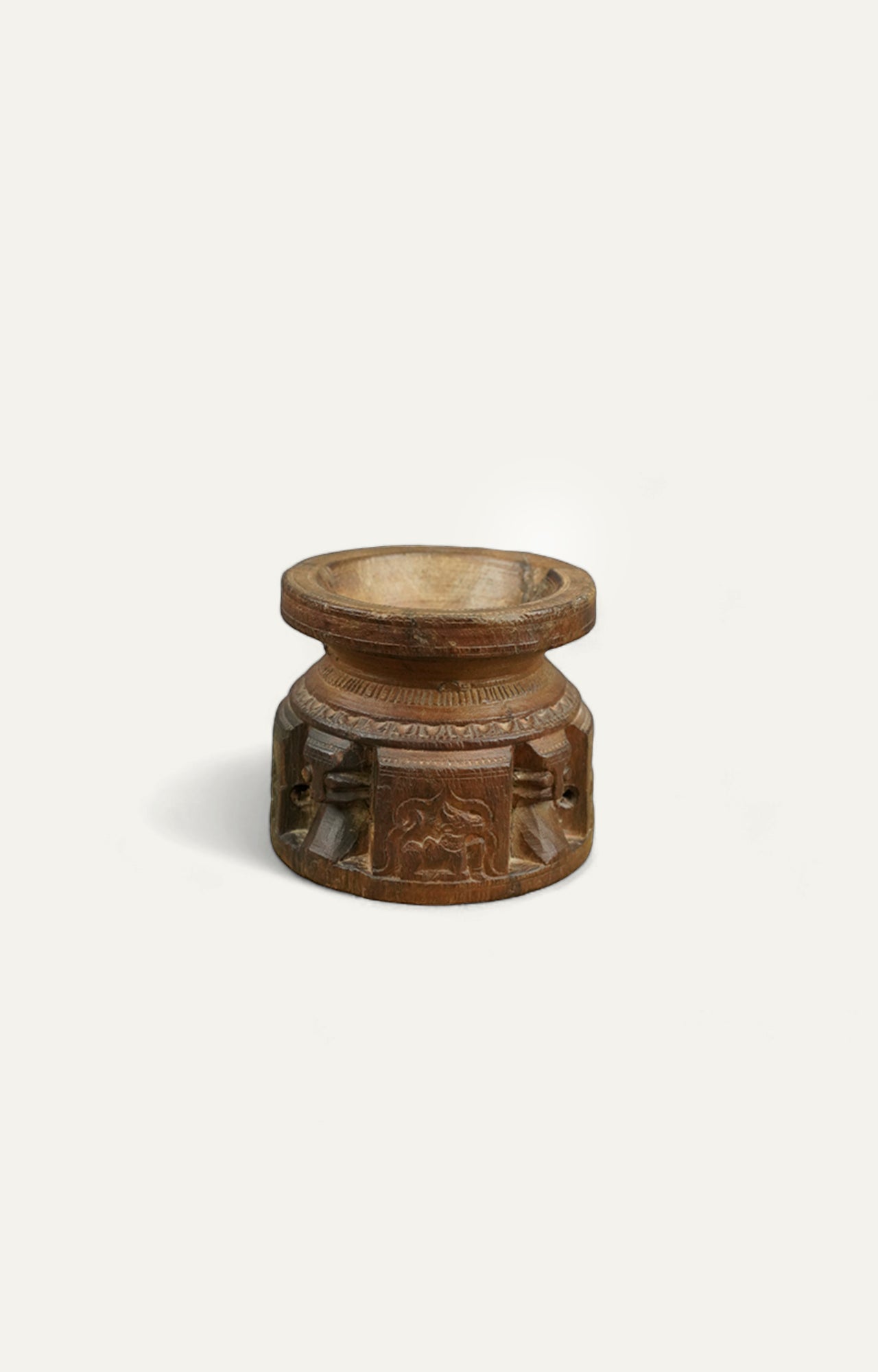 Elegant rich carved Wooden Candle Holder - main