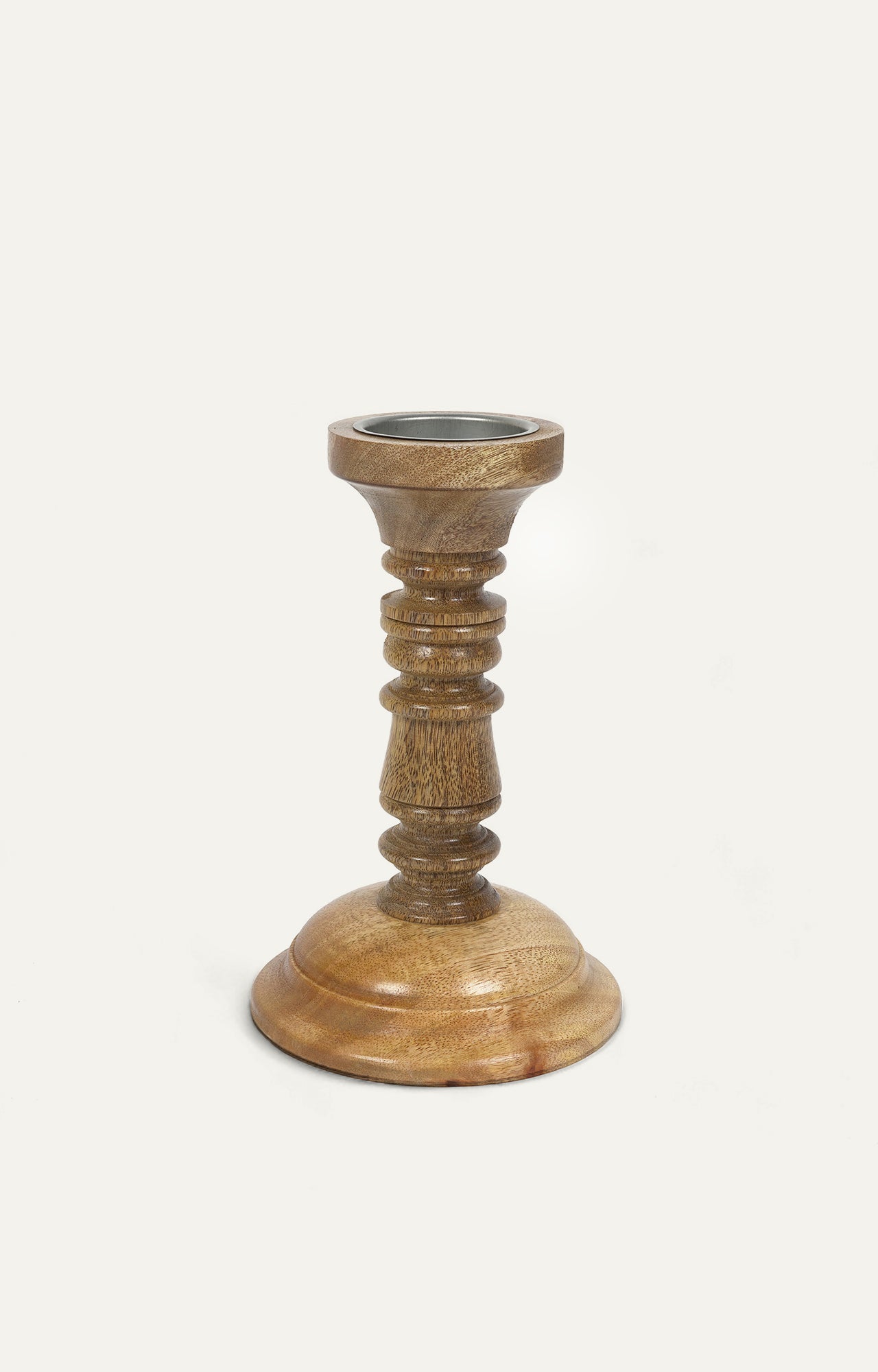 Elongated vintage wooden candle holder - main