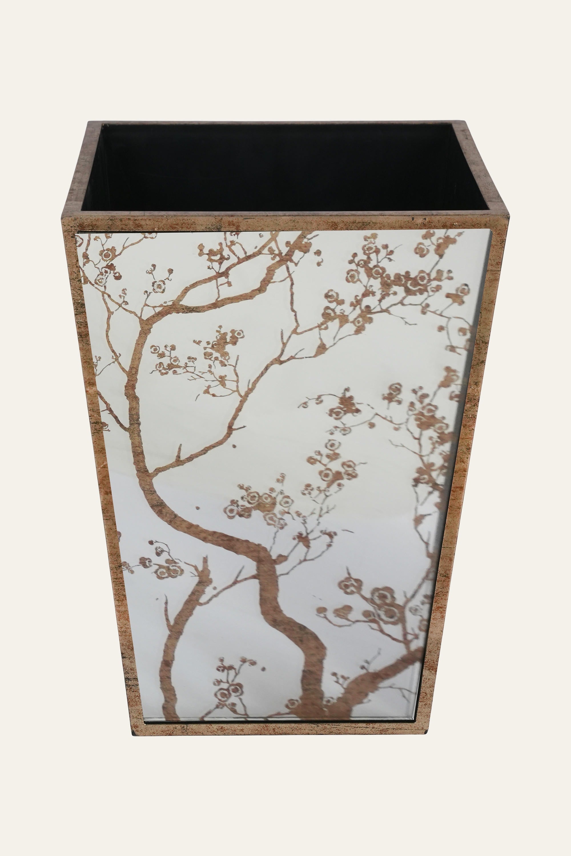 Etched branch paper waste bin for home decor