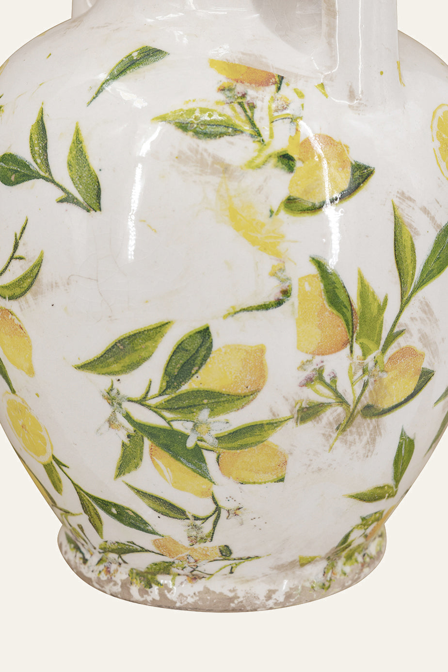 Floral Handle Ceramic Vase for Home Decor