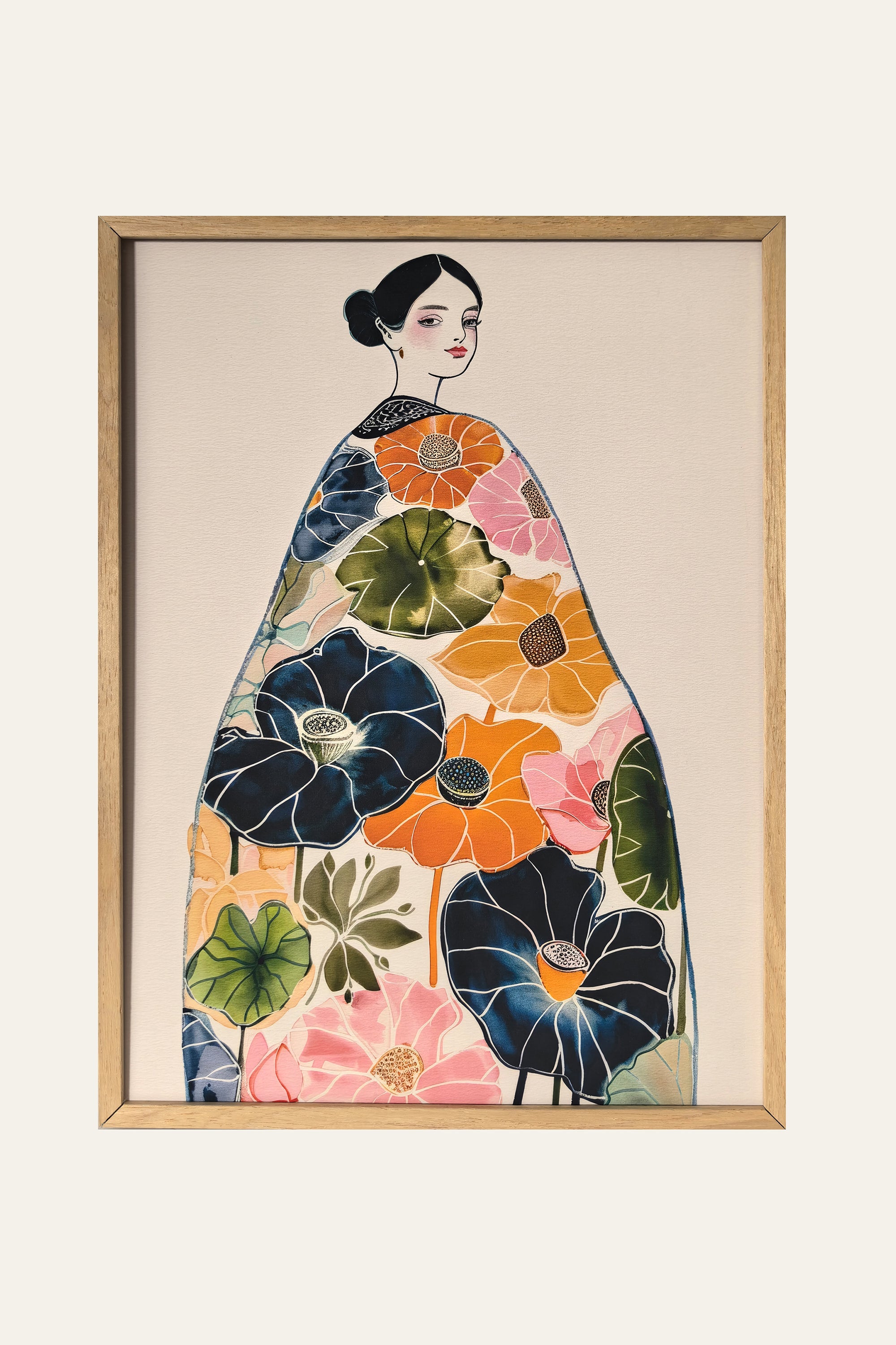 Floral Kimono Portrait Japanese wall art