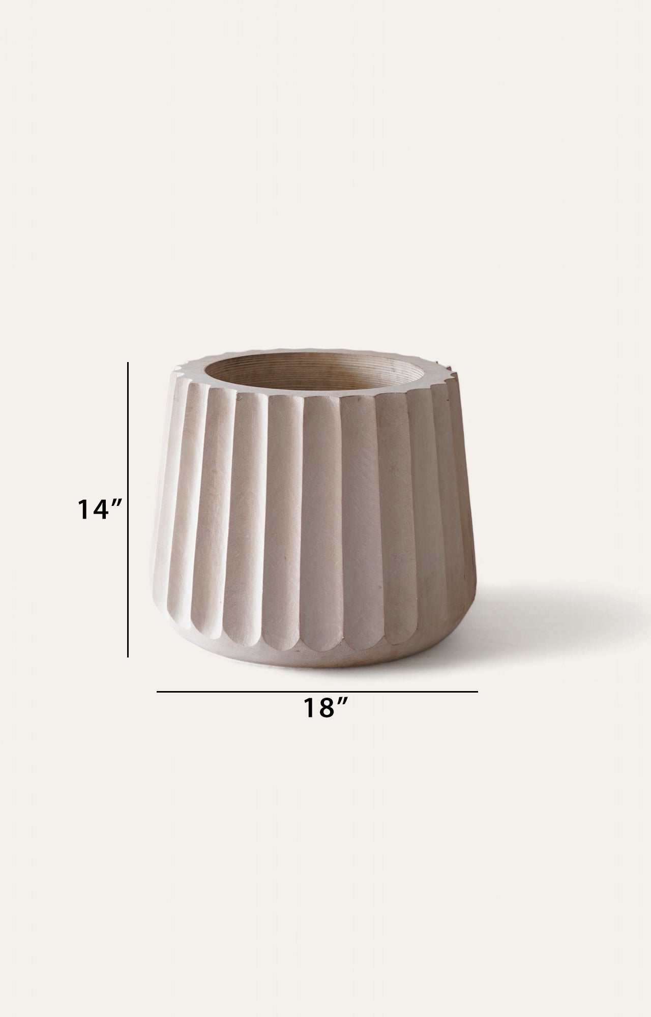 Fluted Pattern Planter_size