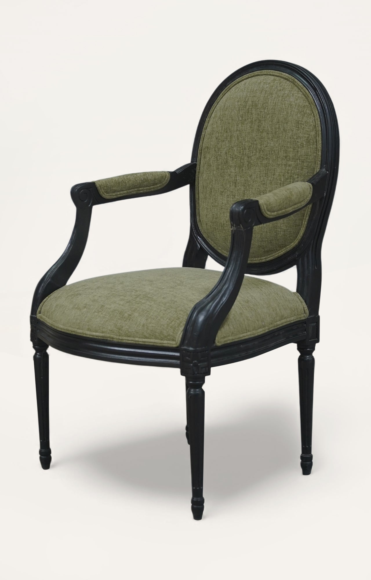 French Carved Velvet Armchair