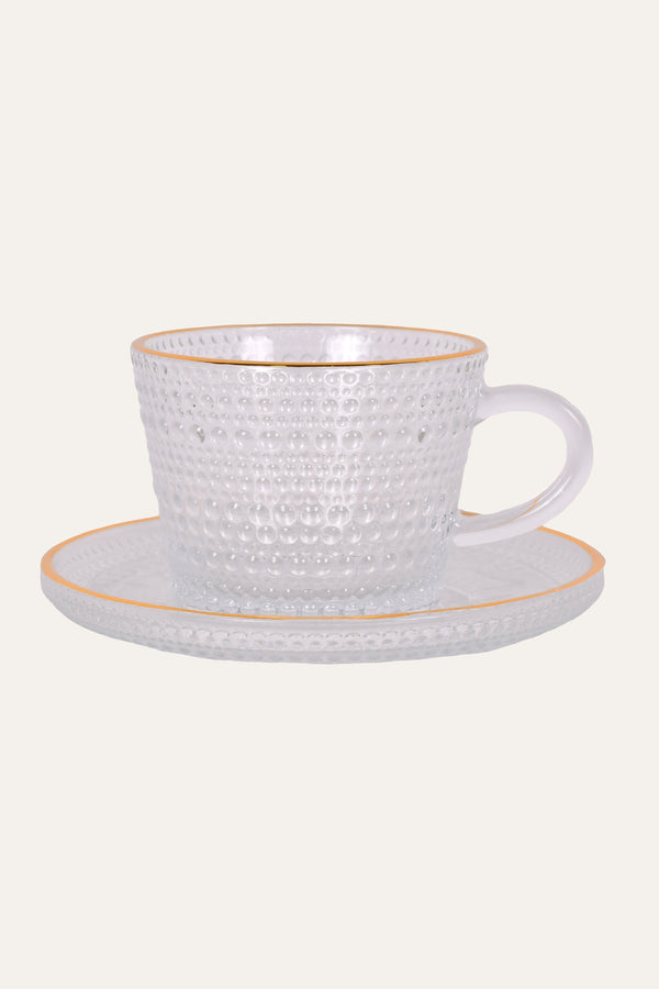 Premium Luxury Glass Cup & Saucer with Gold Rim | Premium Tea Set