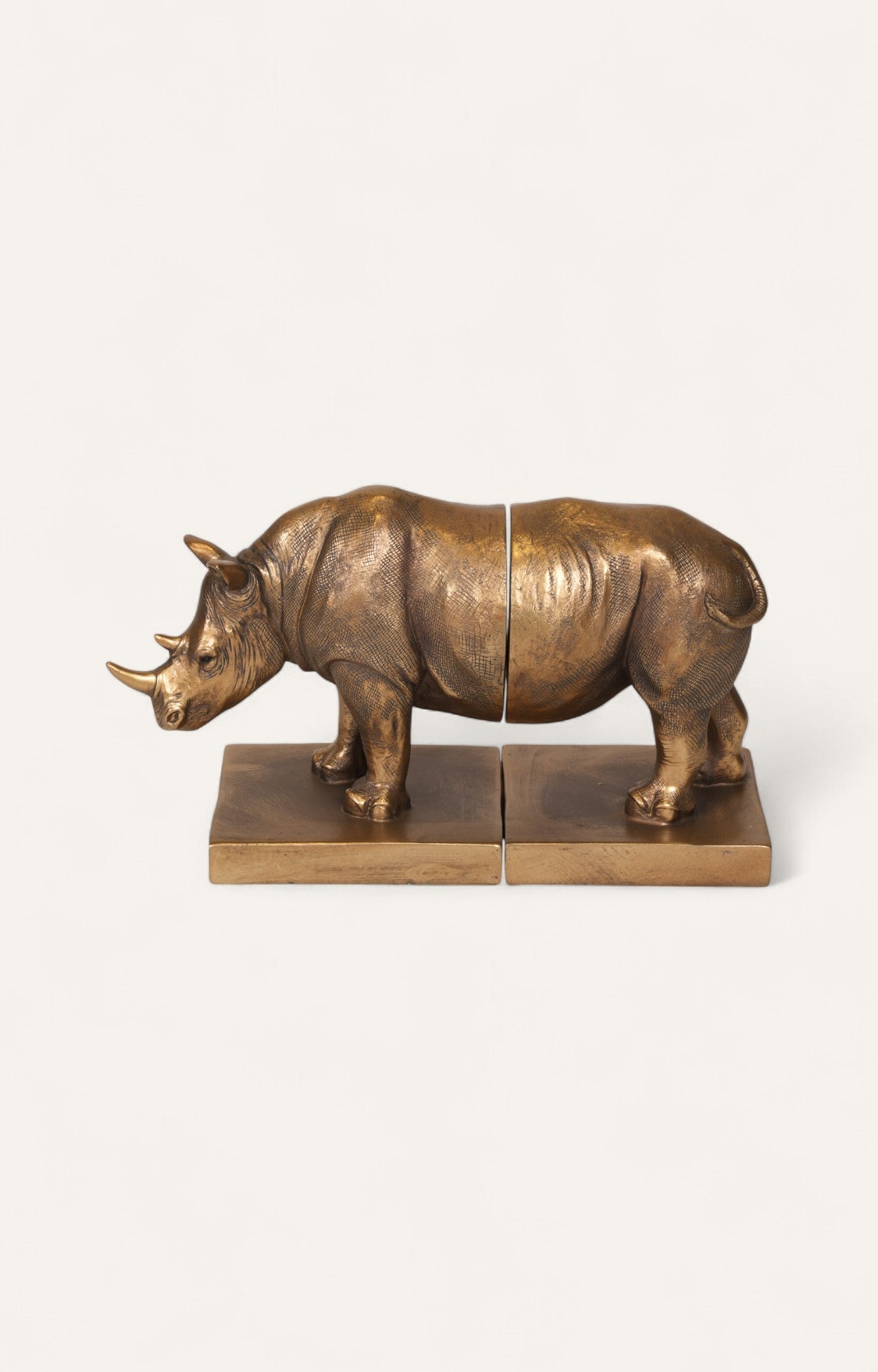 Gold Resin Rhino Bookend Set