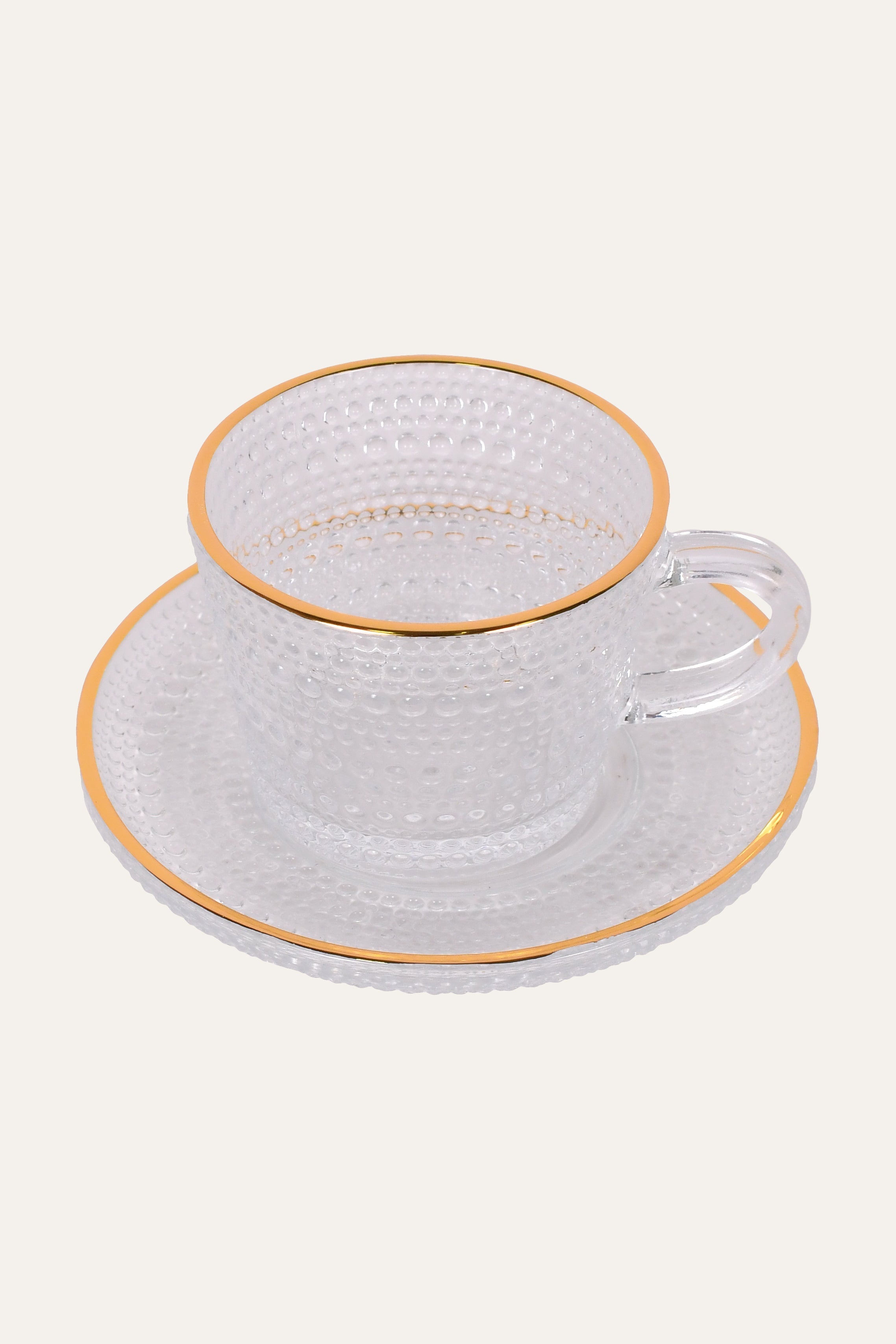 Gold Rim Glass Tea Cup Set
