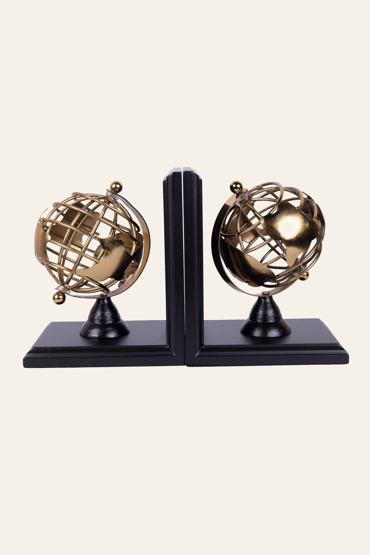 Gold globe bookends set of 2