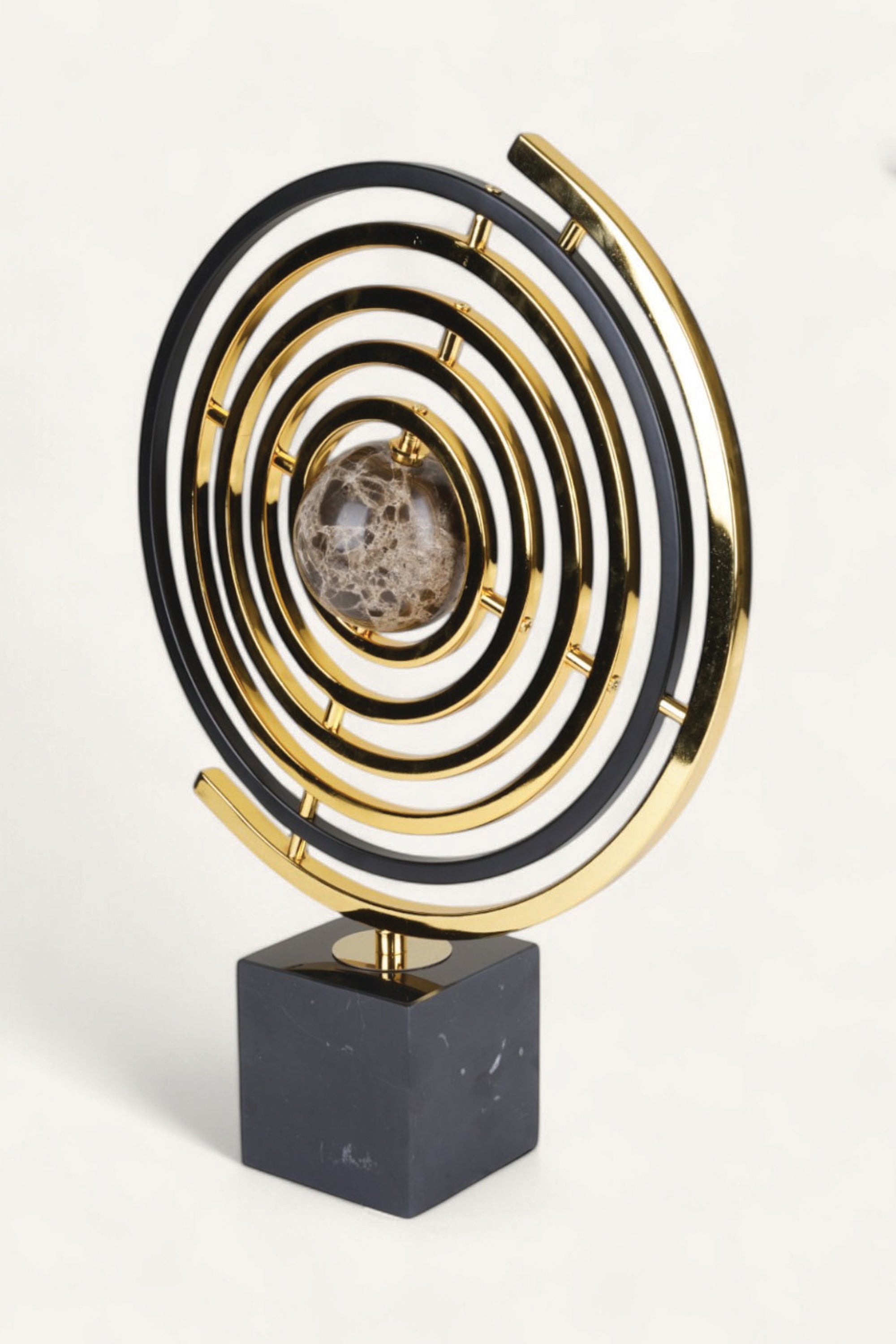 Striking Golden Geode Spiral Sculpture