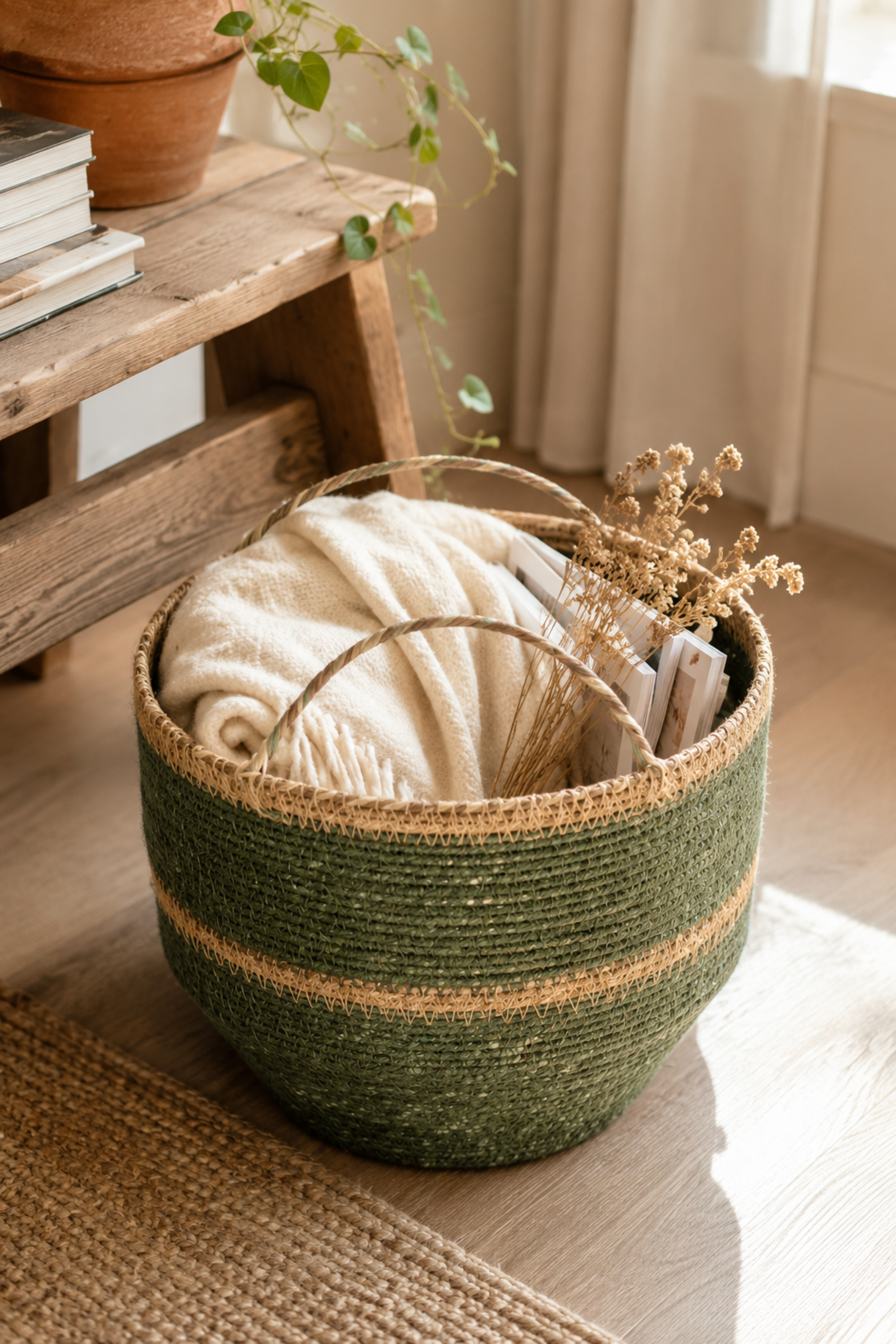 Green Seagrass Hanging Basket