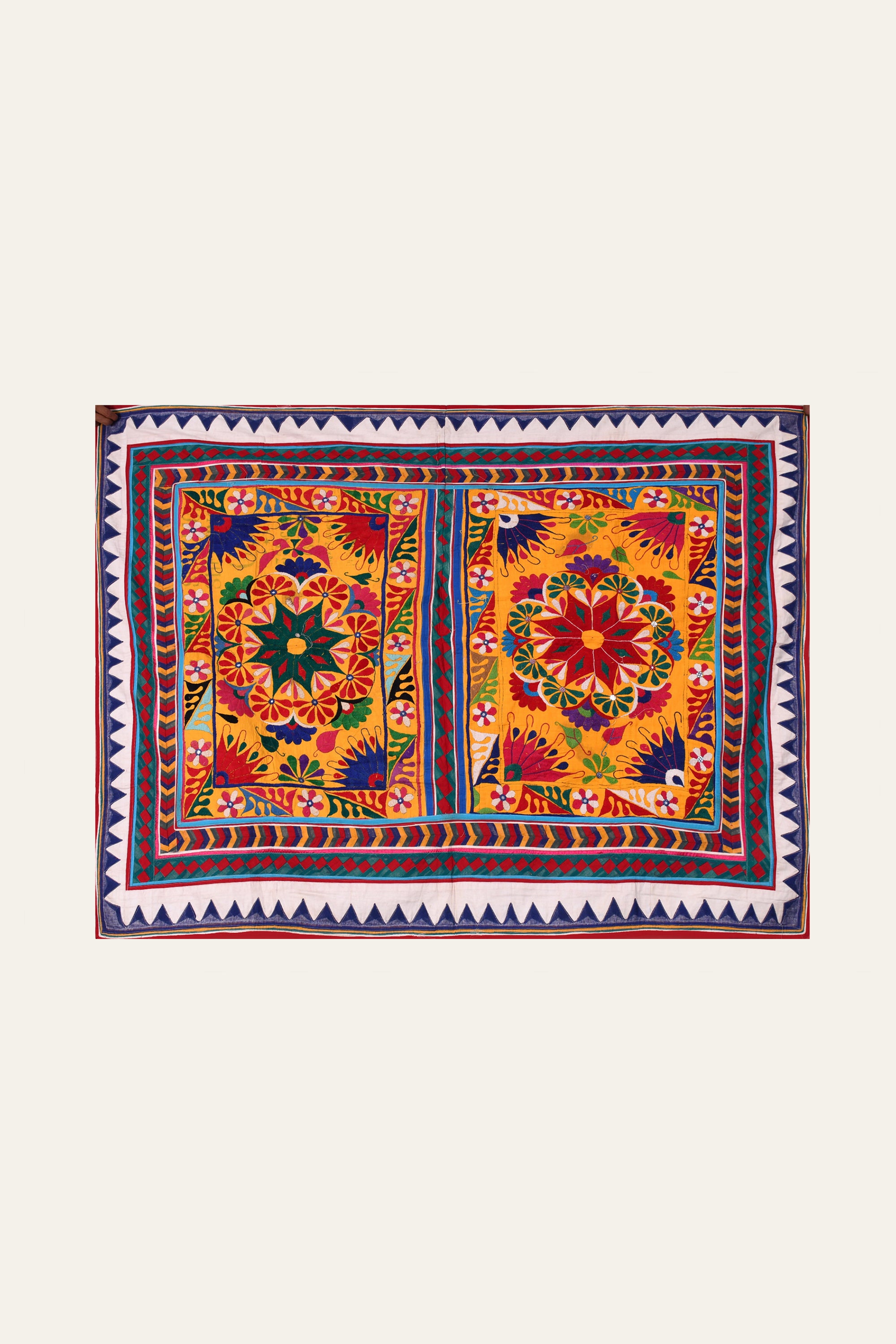 Gujarati Floral Textile Wall Art