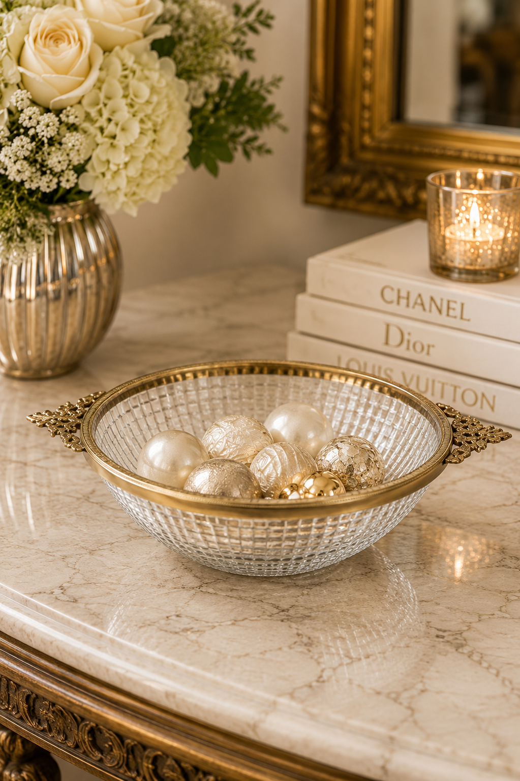 Classic Brass & Glass Decorative Bowl for Home Styling