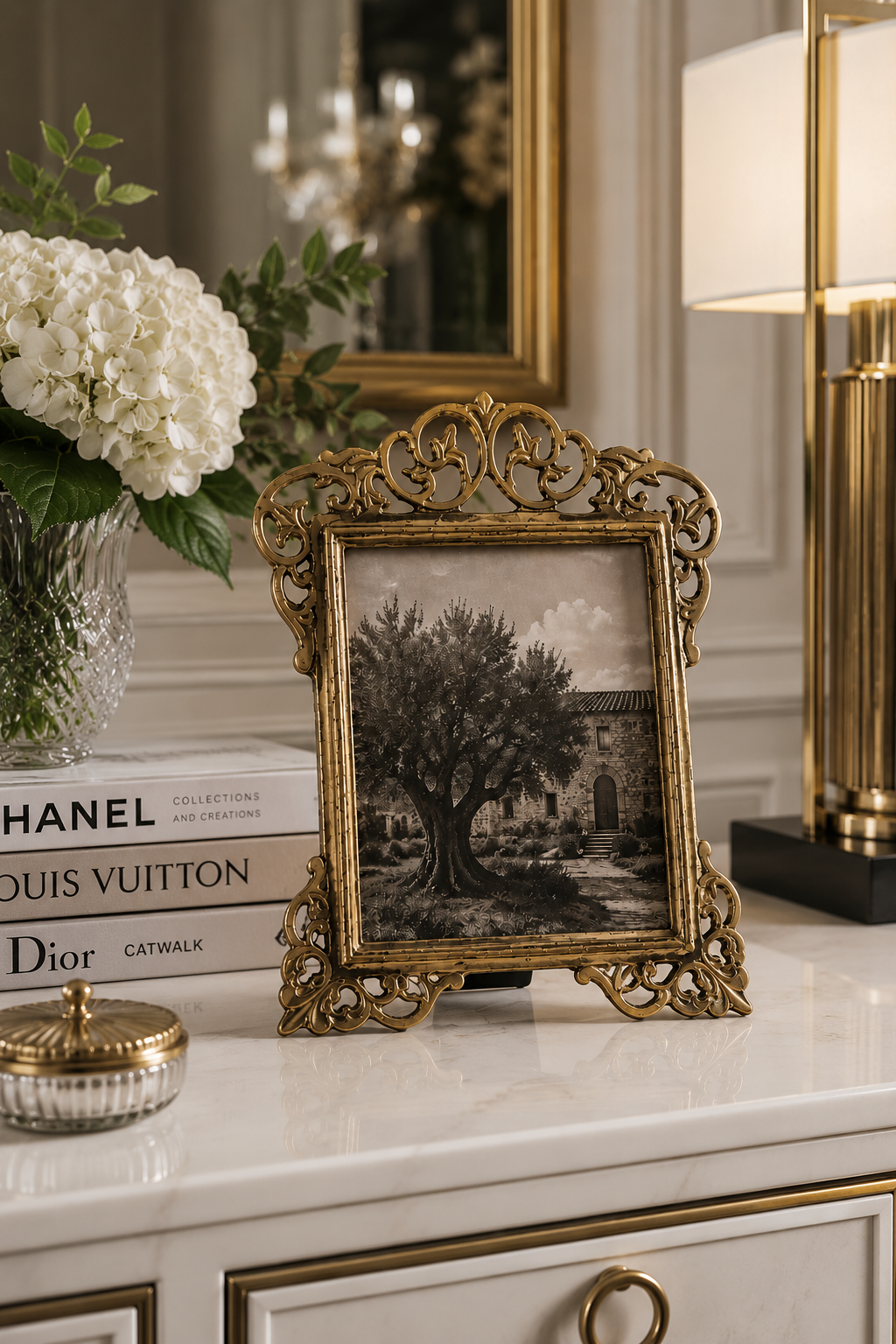 Square Antique Brass Photo Frame for Home Decor