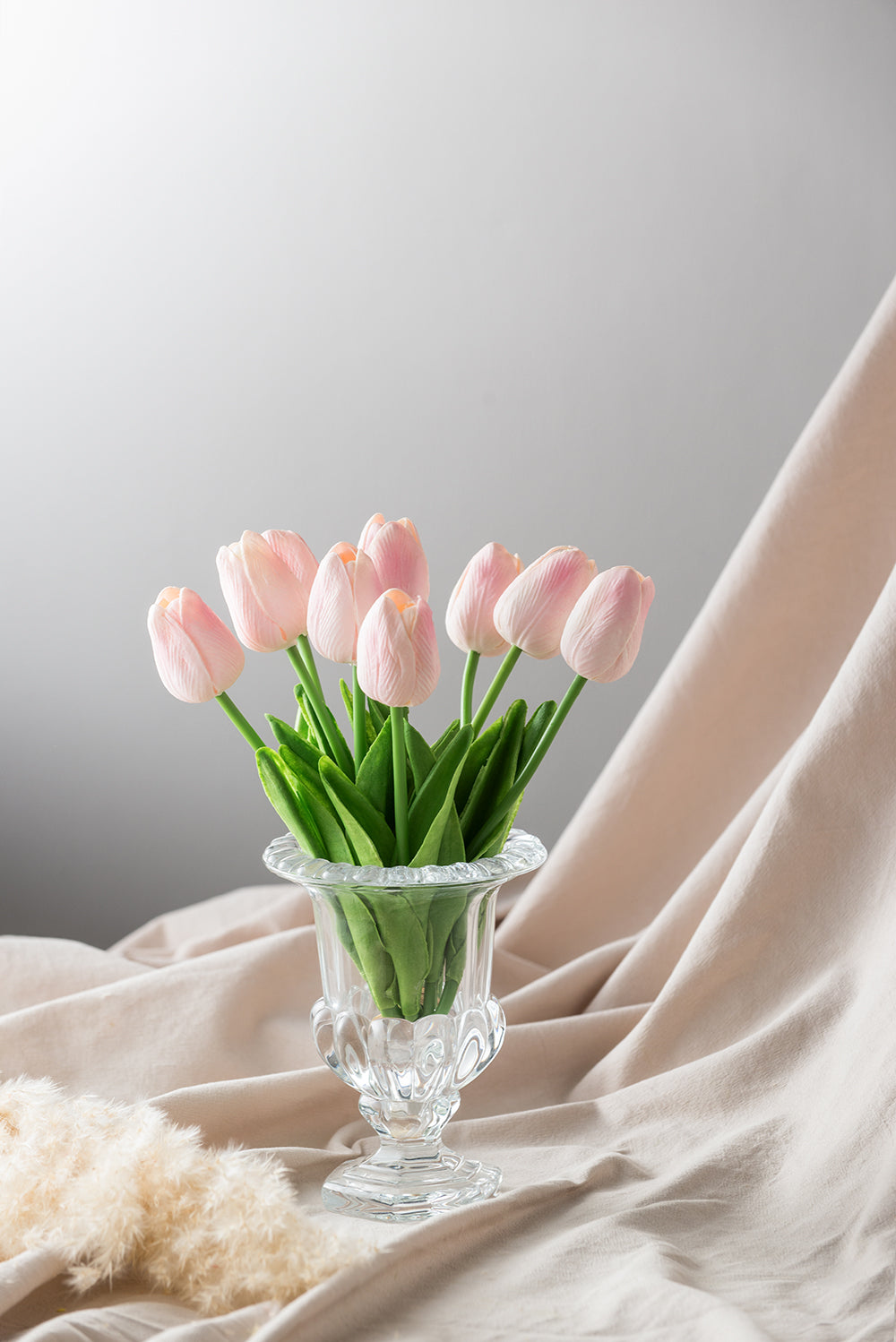 lassic Fluted Glass Flower Vase Home Decor