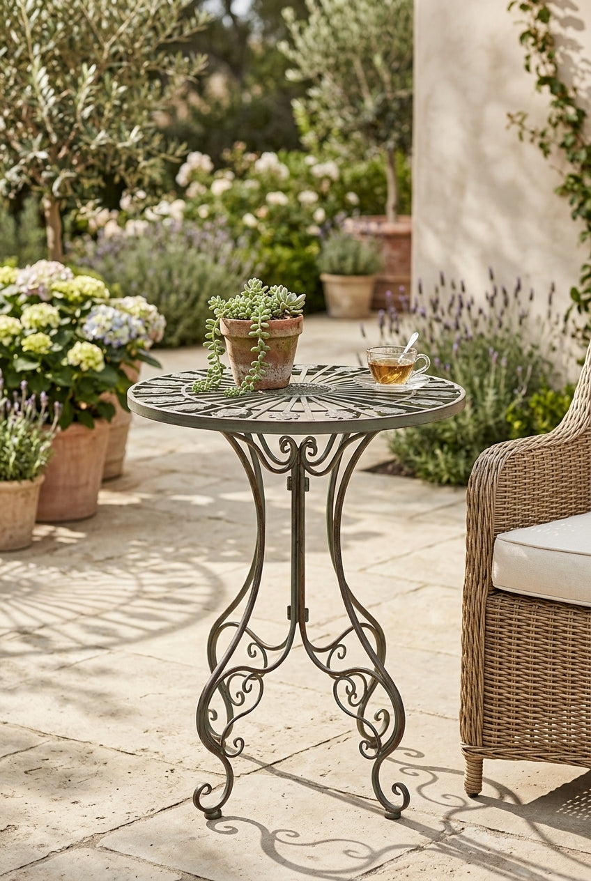 Vintage Iron Round Accent Table