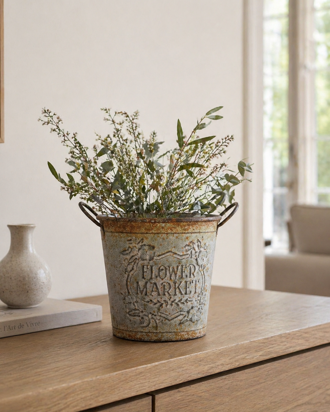 Vintage Iron Decorative Planter Bucket