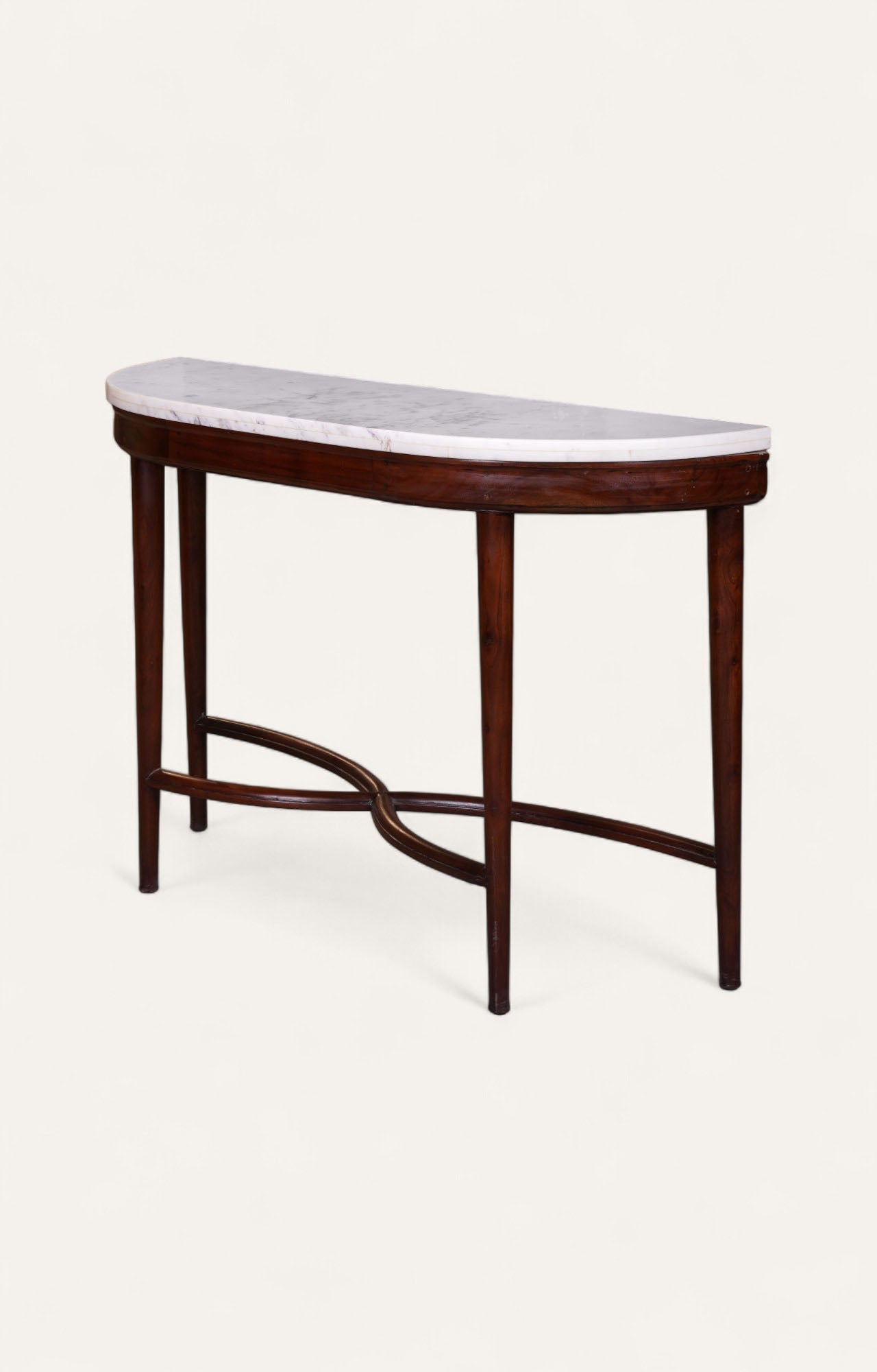 Half-moon console table with marble top 