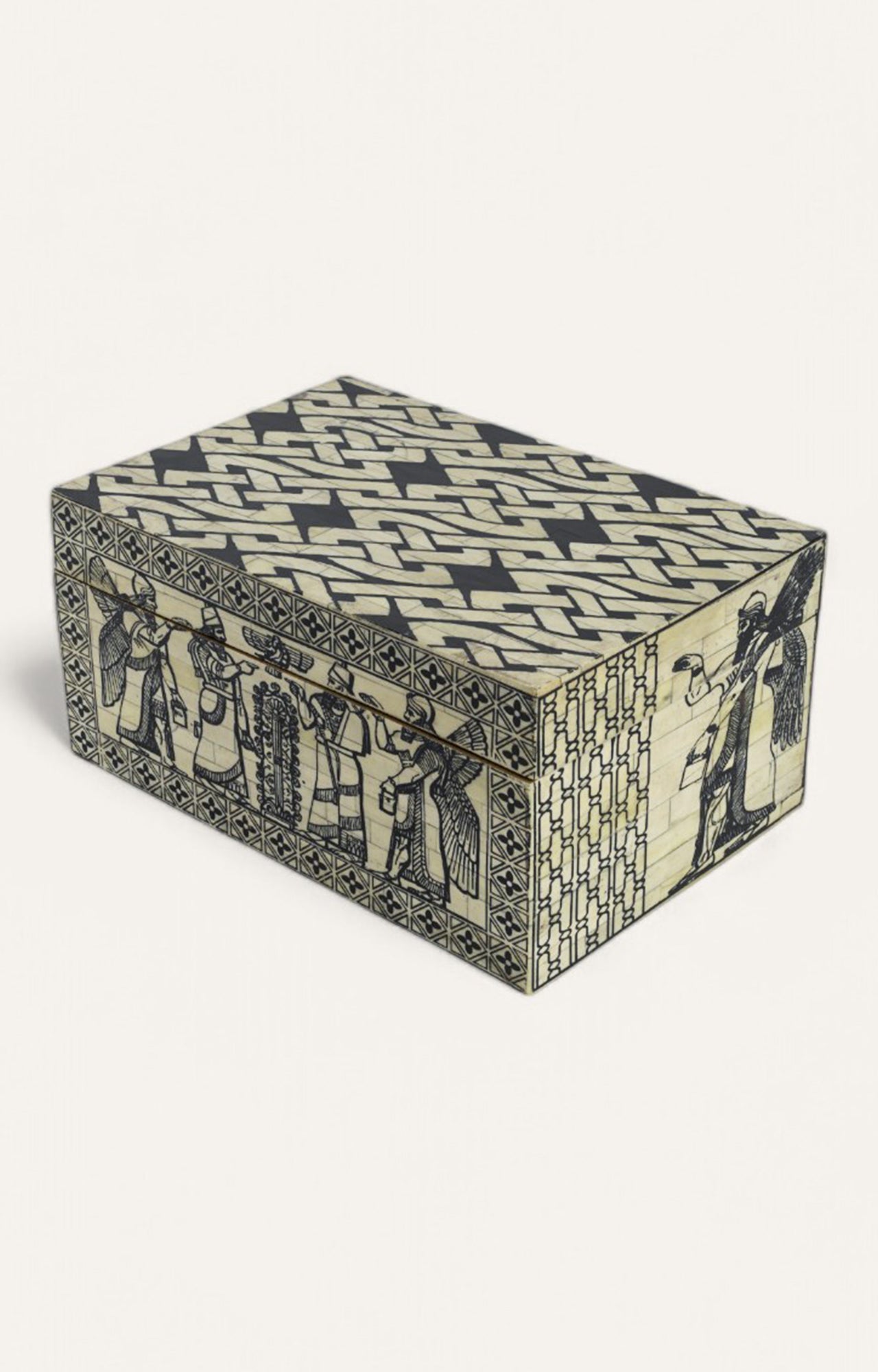 Hand-Painted Tribal Bone Inlay Box