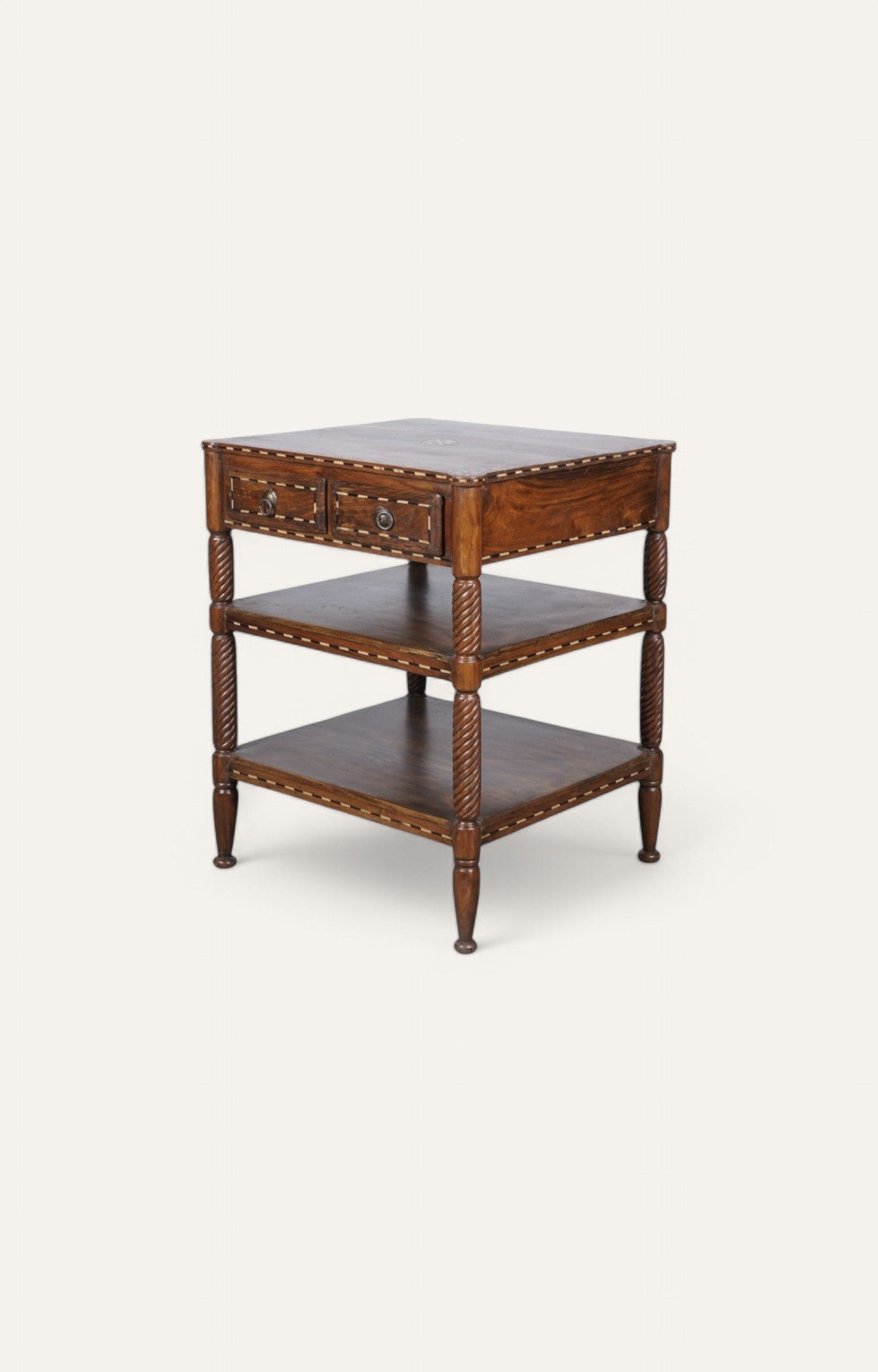 Hand-carved Side Table with Storage