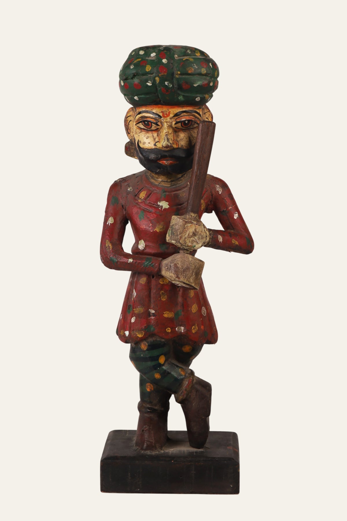 Hand-painted Rajasthani Darbaan wooden figurine