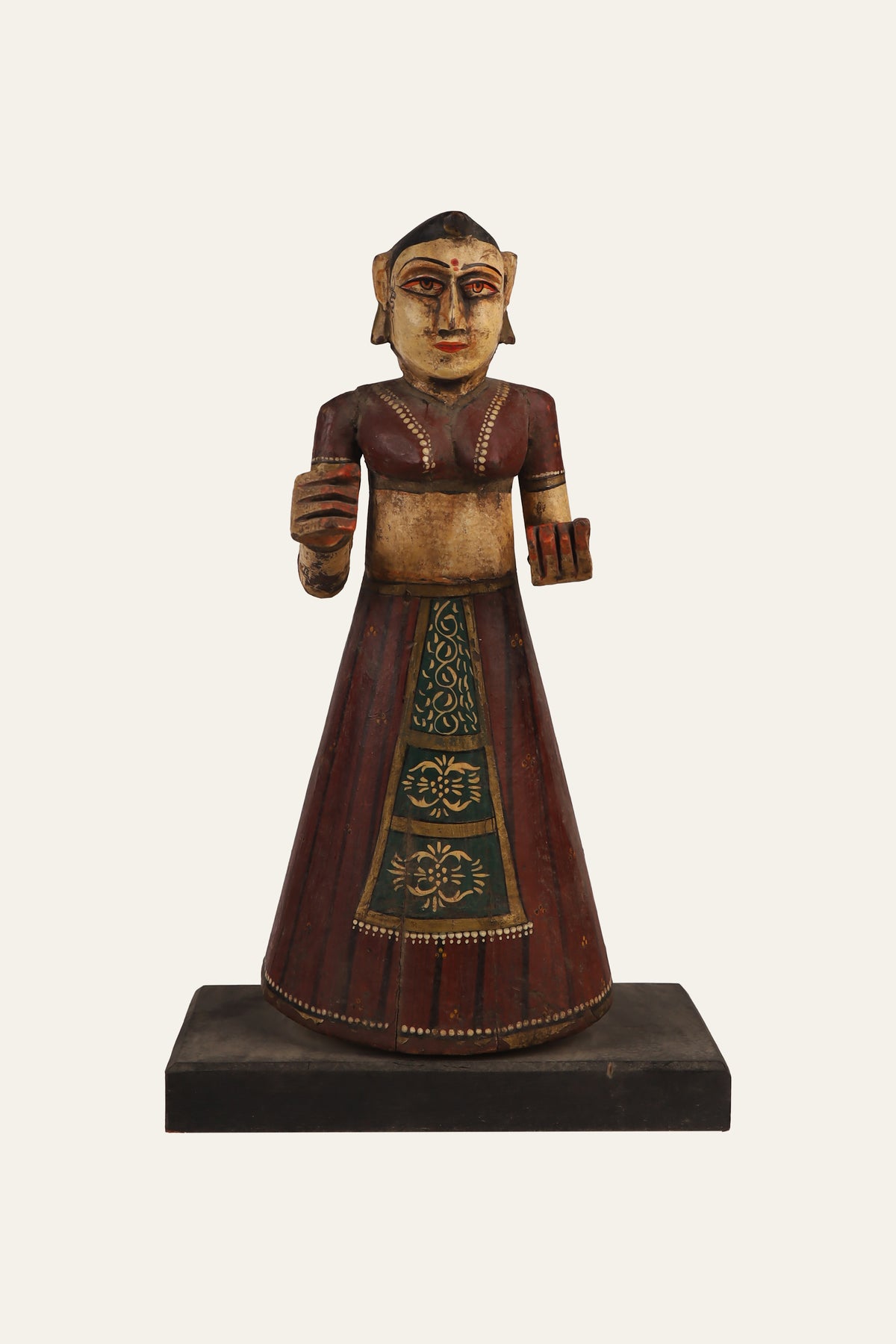 Hand-painted Rajasthani wooden Gangaur doll