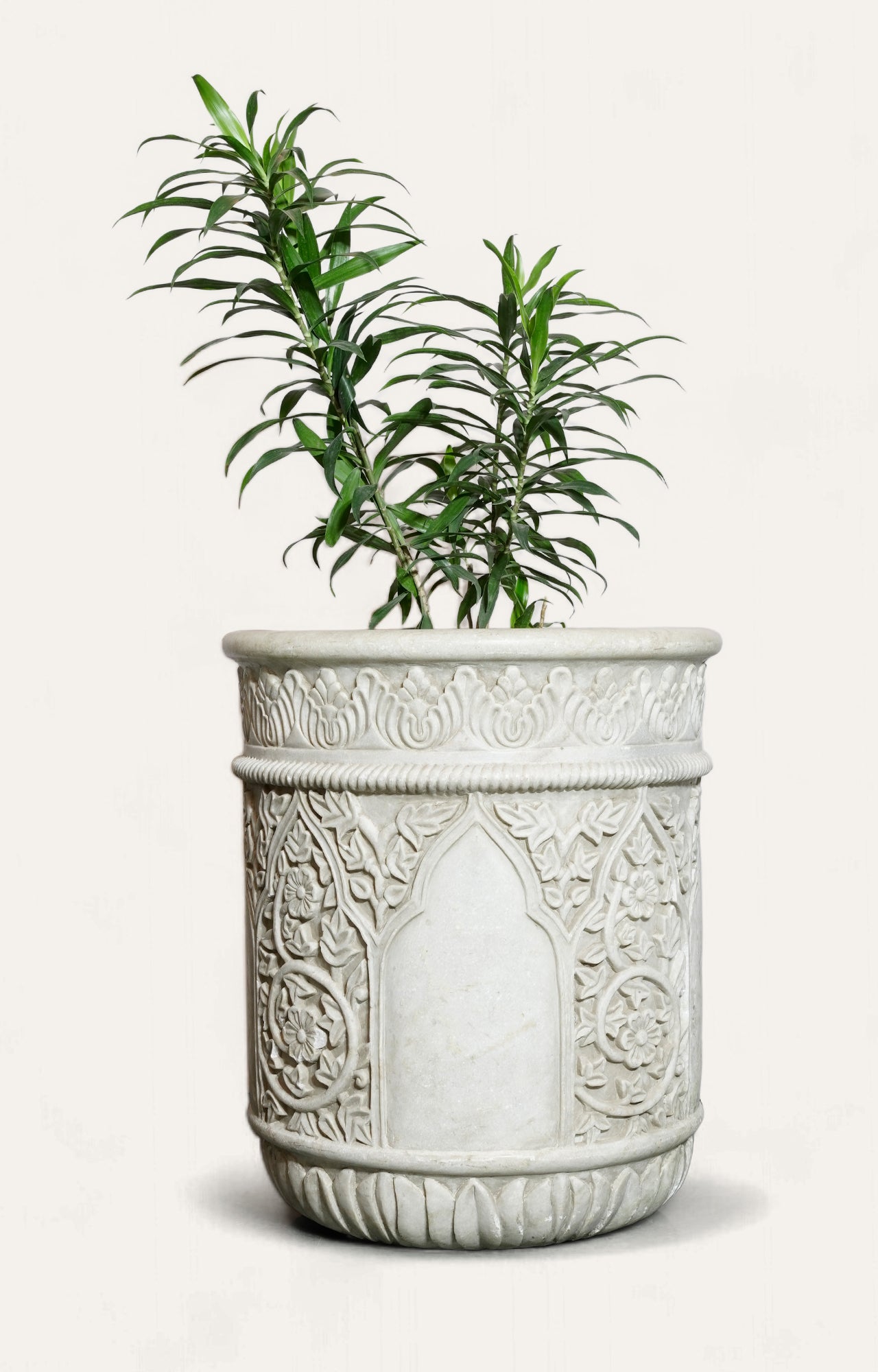 Hand Carved Floral Marble Planter_2