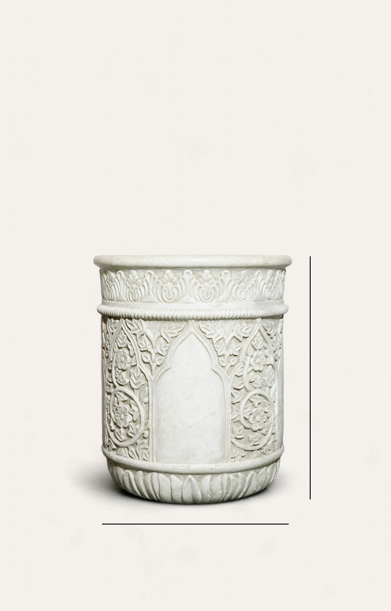 Hand Carved Floral Marble Planter_5