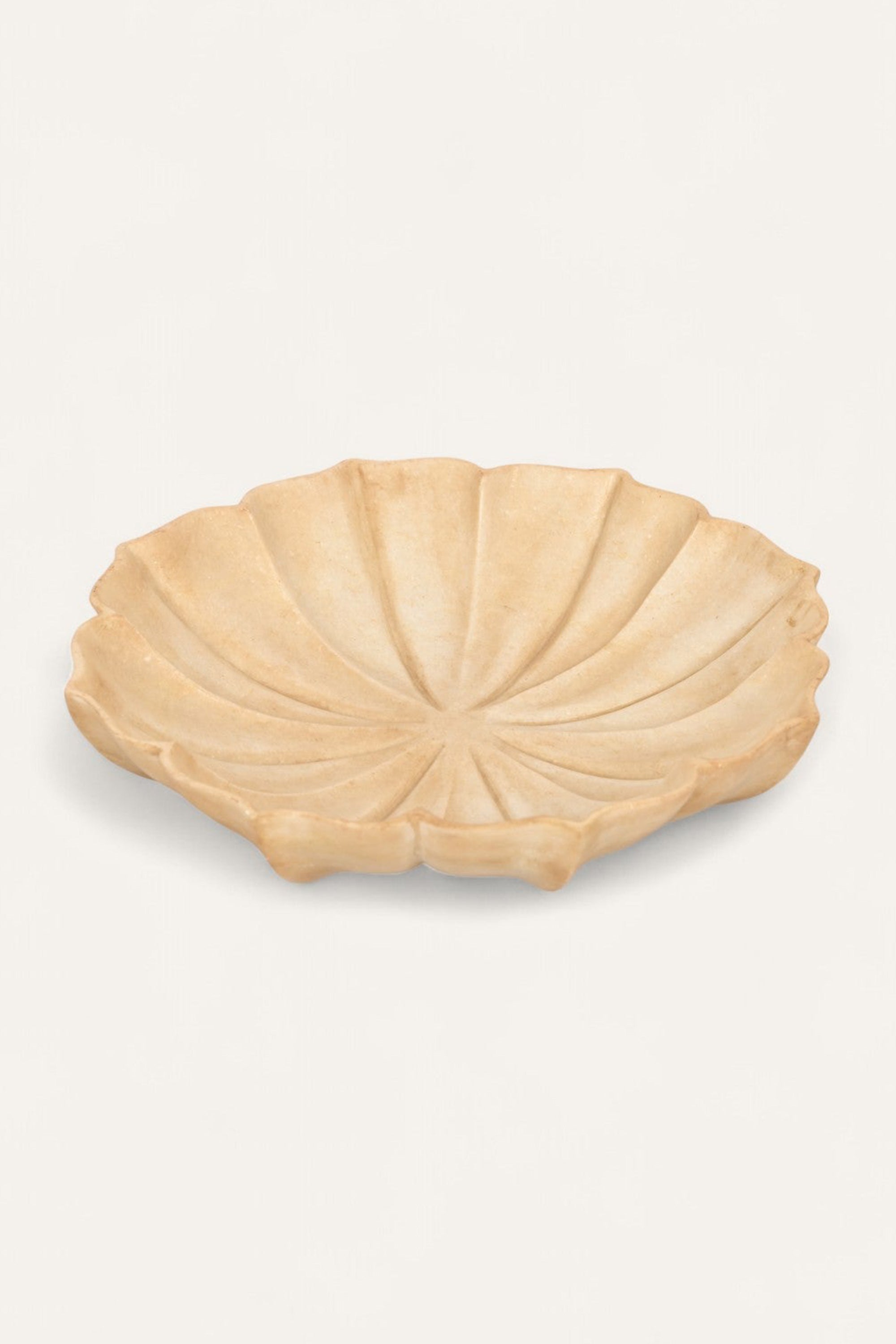 Fine Hand Carved Marble Floral Lotus Shaped Bowl
