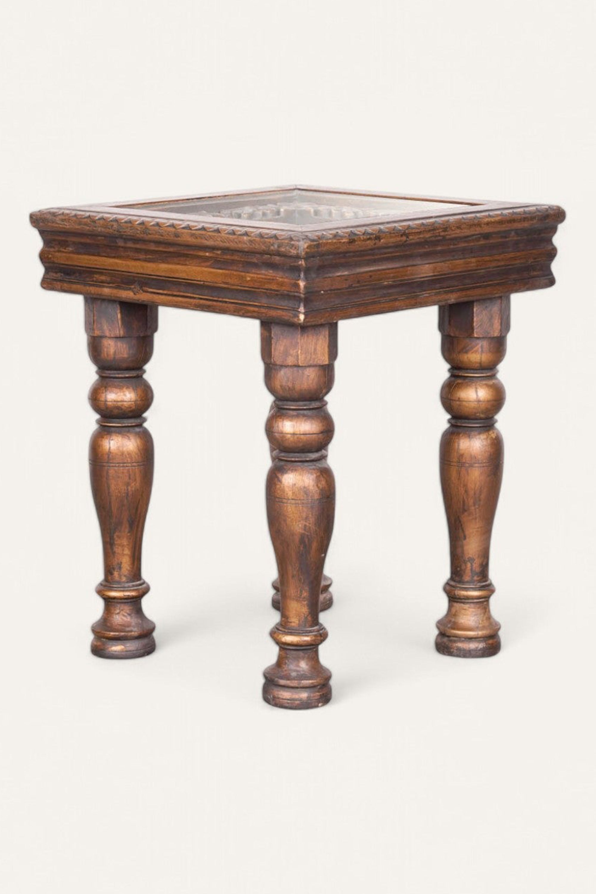 Hand Carved Wooden Side Table